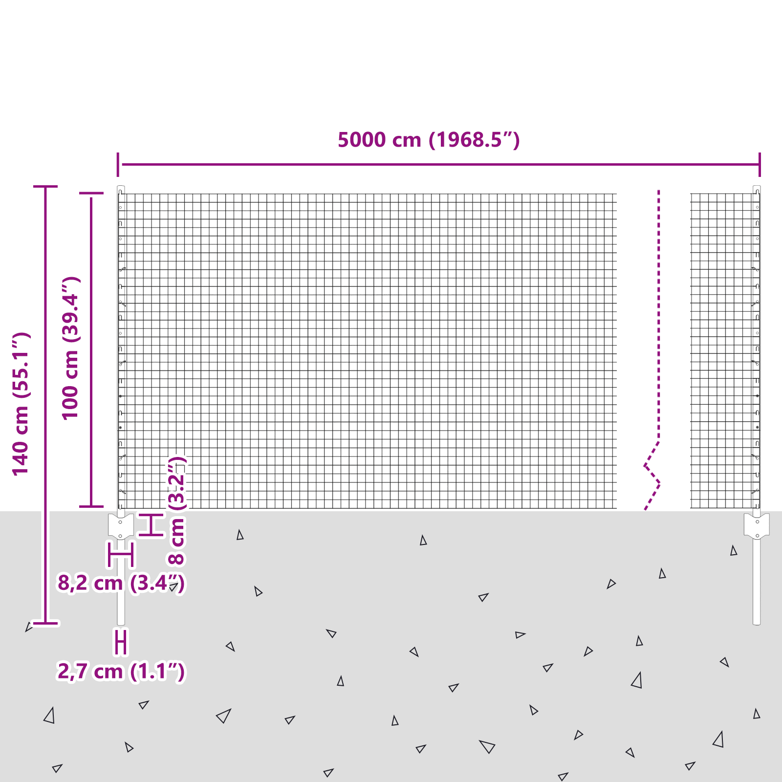 Welded Wire Fence with 44 U Posts Silver 1x50 m Steel - Image 11