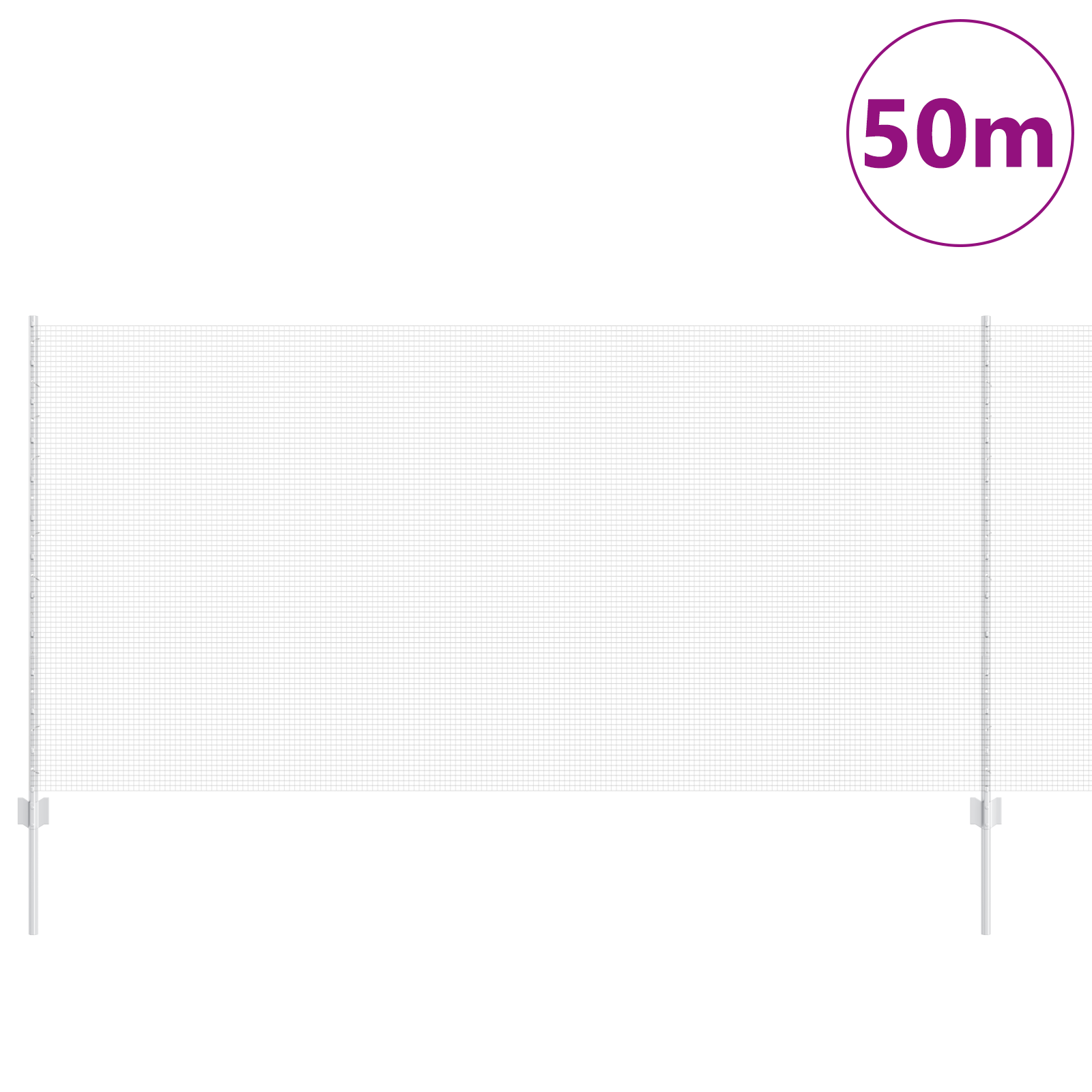 Welded Wire Fence with 44 U Posts Silver 1.2x50 m Steel - Image 3