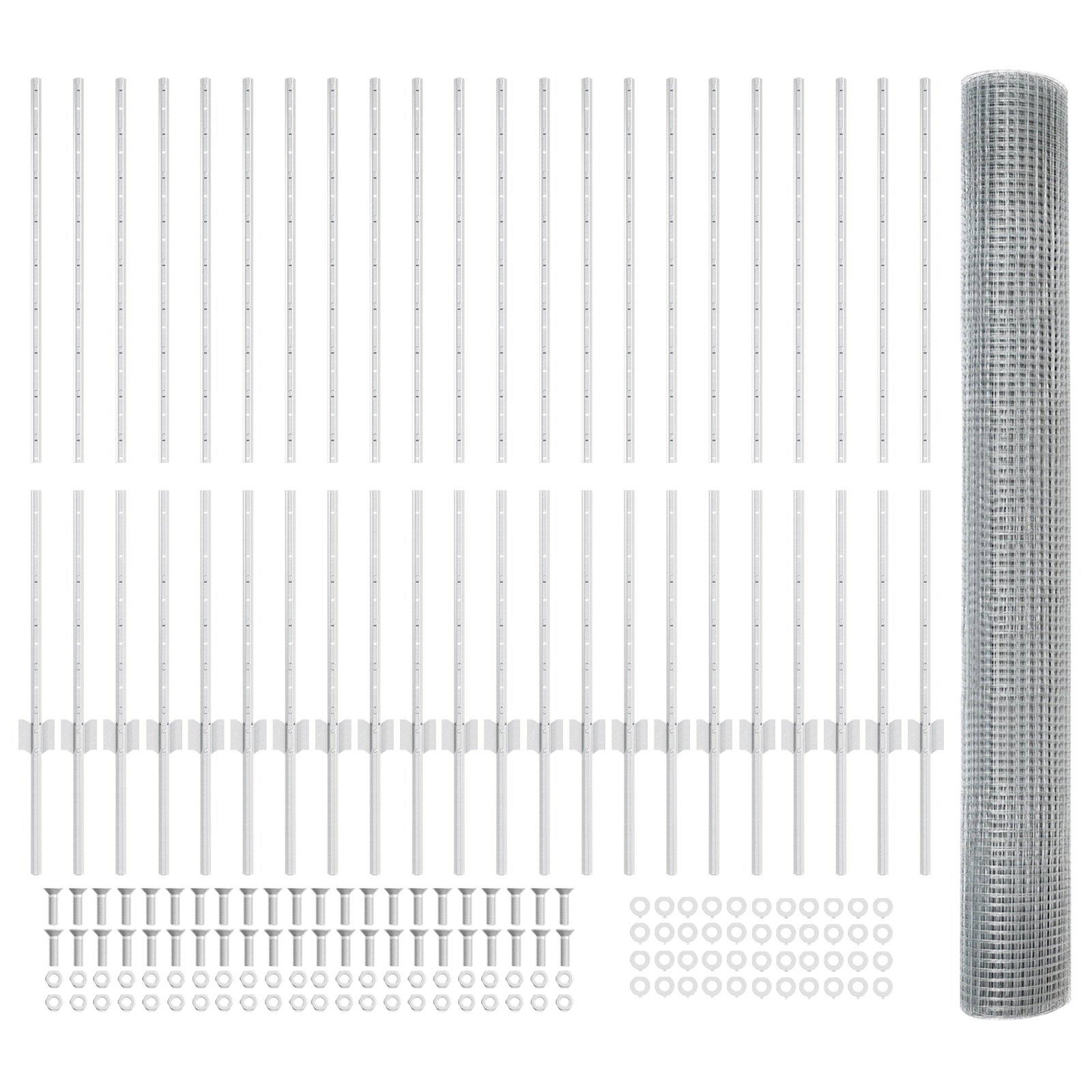 Welded Wire Fence with 44 U Posts Silver 1.2x50 m Steel - Image 4