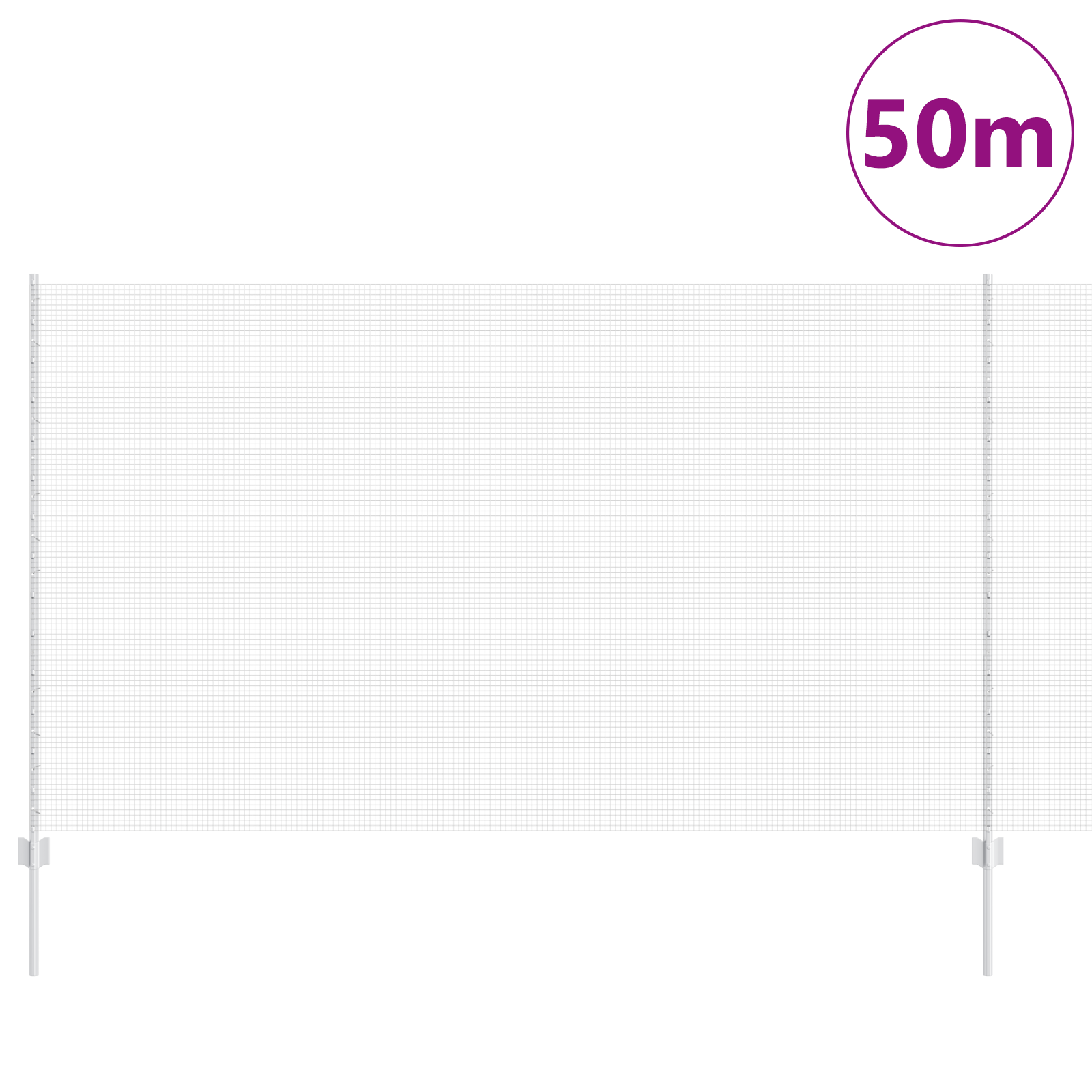 Welded Wire Fence with 44 U Posts Silver 1.4x50 m Steel - Image 3