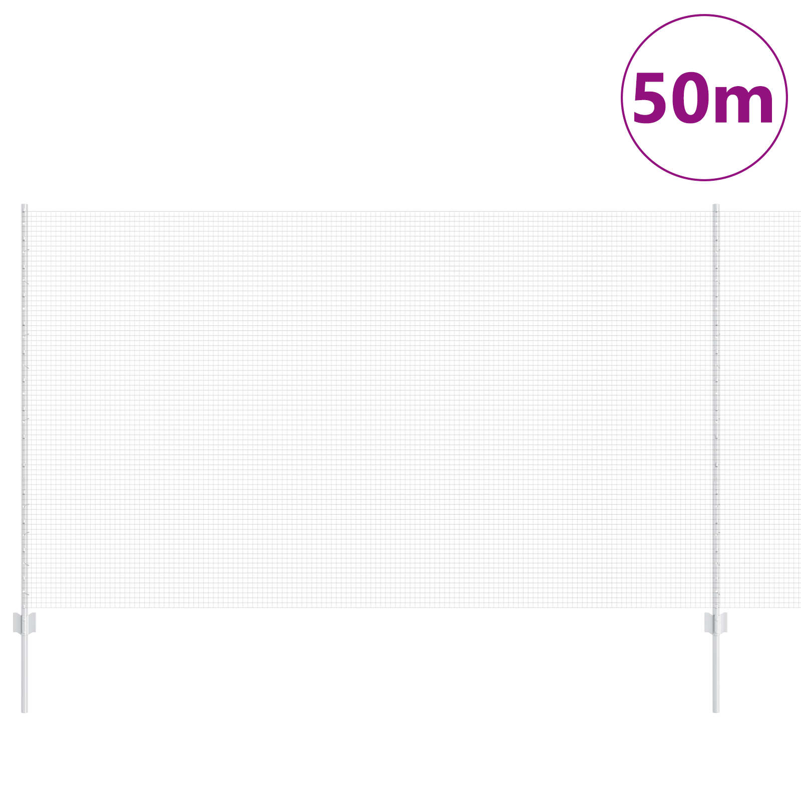 Welded Wire Fence with 44 U Posts Silver 1.4x50 m Steel - Image 3