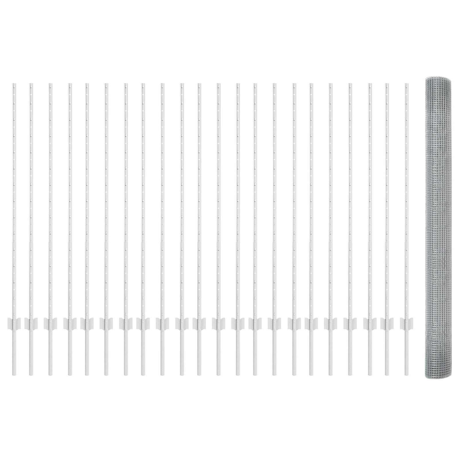 Welded Wire Fence with 44 U Posts Silver 1.4x50 m Steel - Image 5
