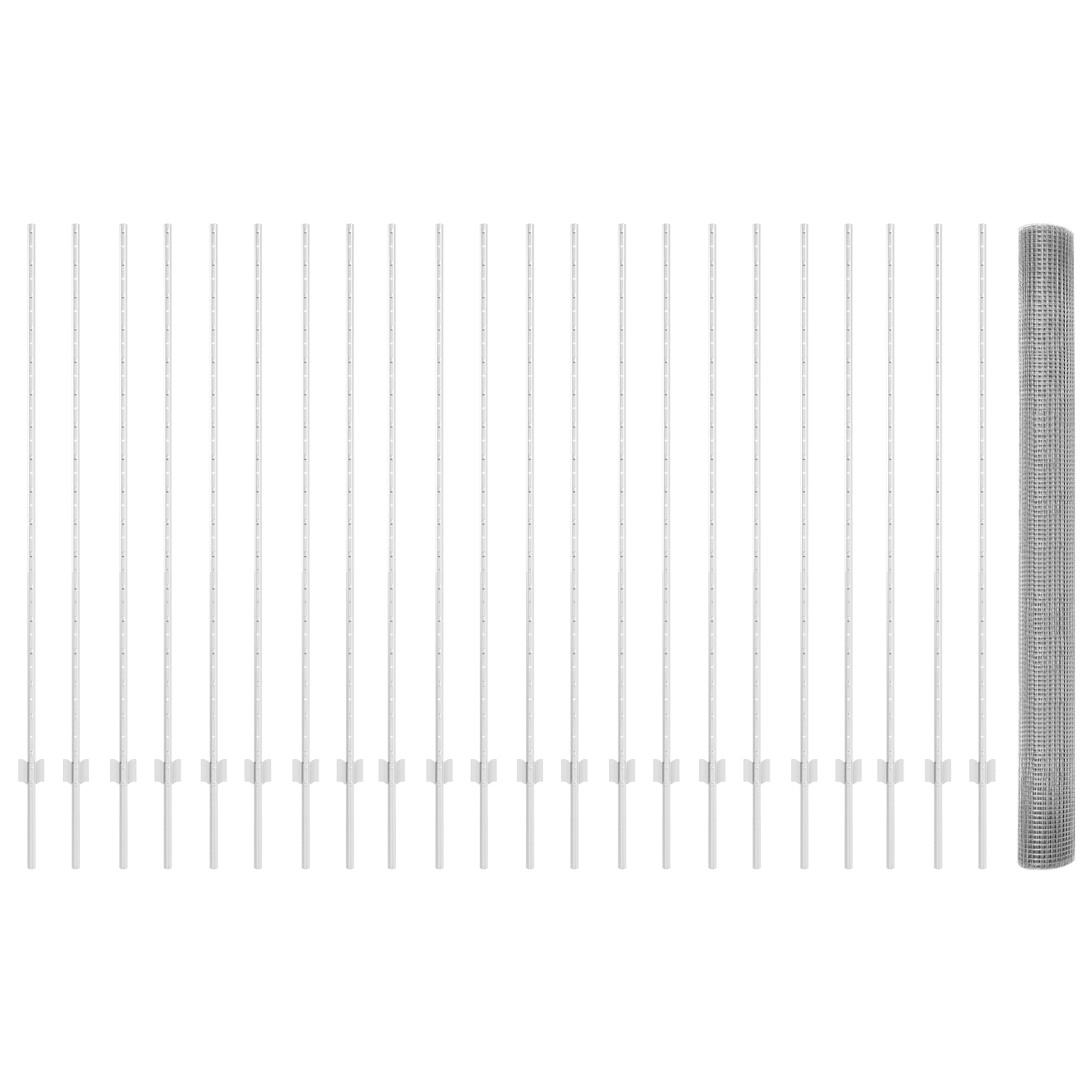 Welded Wire Fence with 20 U Posts Silver 1.5x50 m Steel - Image 4