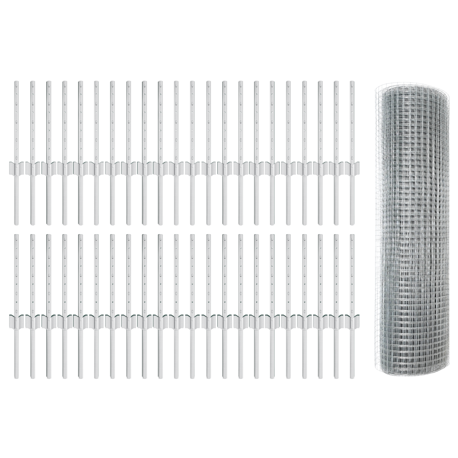 Welded Wire Fence with 44 U Posts Silver 0.4x100 m Steel