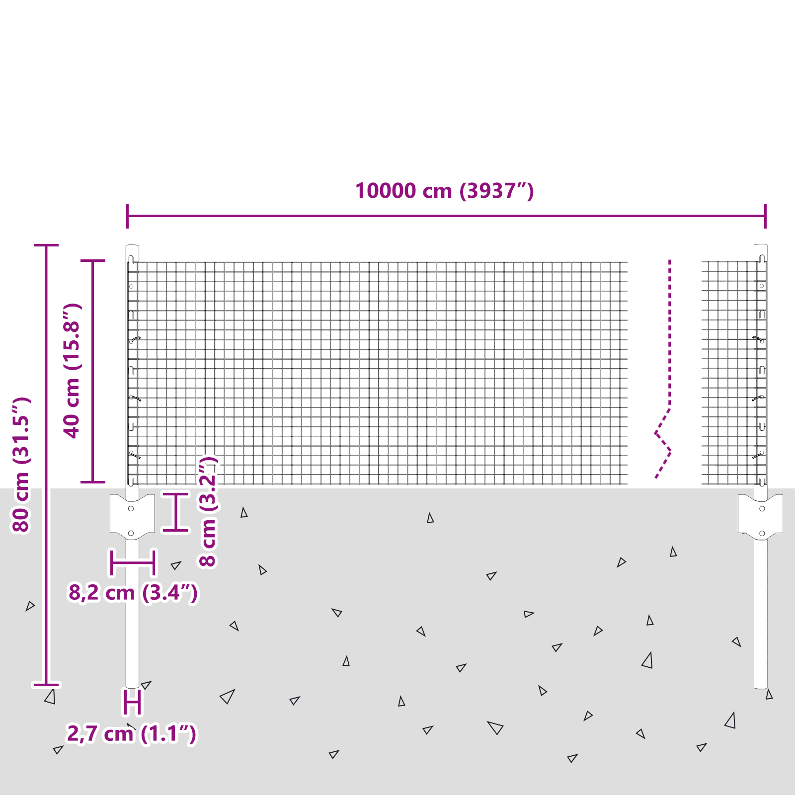 Welded Wire Fence with 44 U Posts Silver 0.4x100 m Steel - Image 10