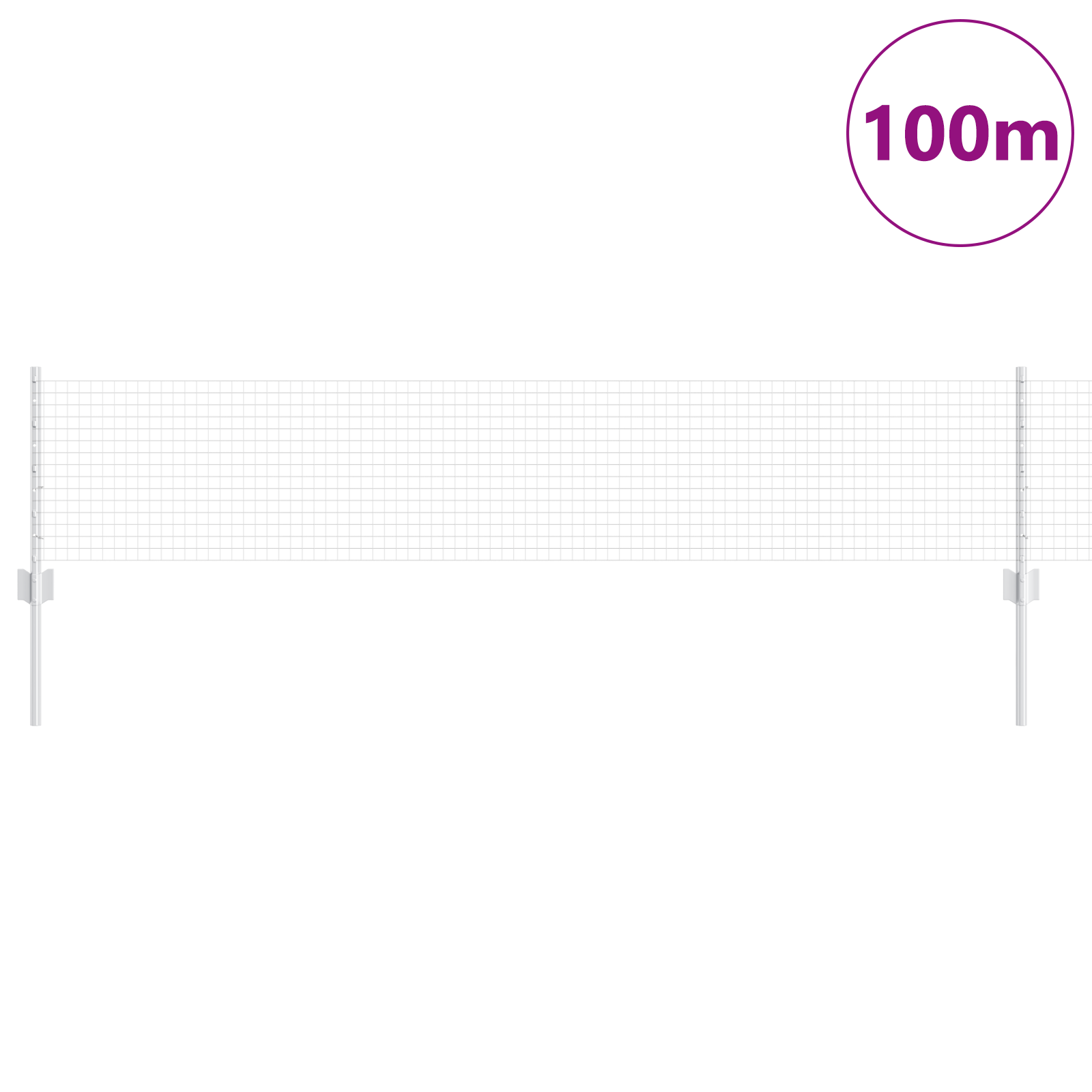 Welded Wire Fence with 44 U Posts Silver 0.4x100 m Steel - Image 3