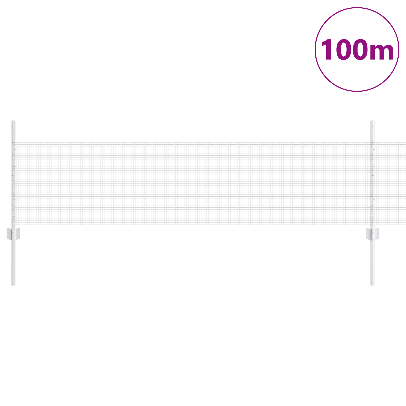 Welded Wire Fence with 44 U Posts Silver 0.5x100 m Steel - Image 3