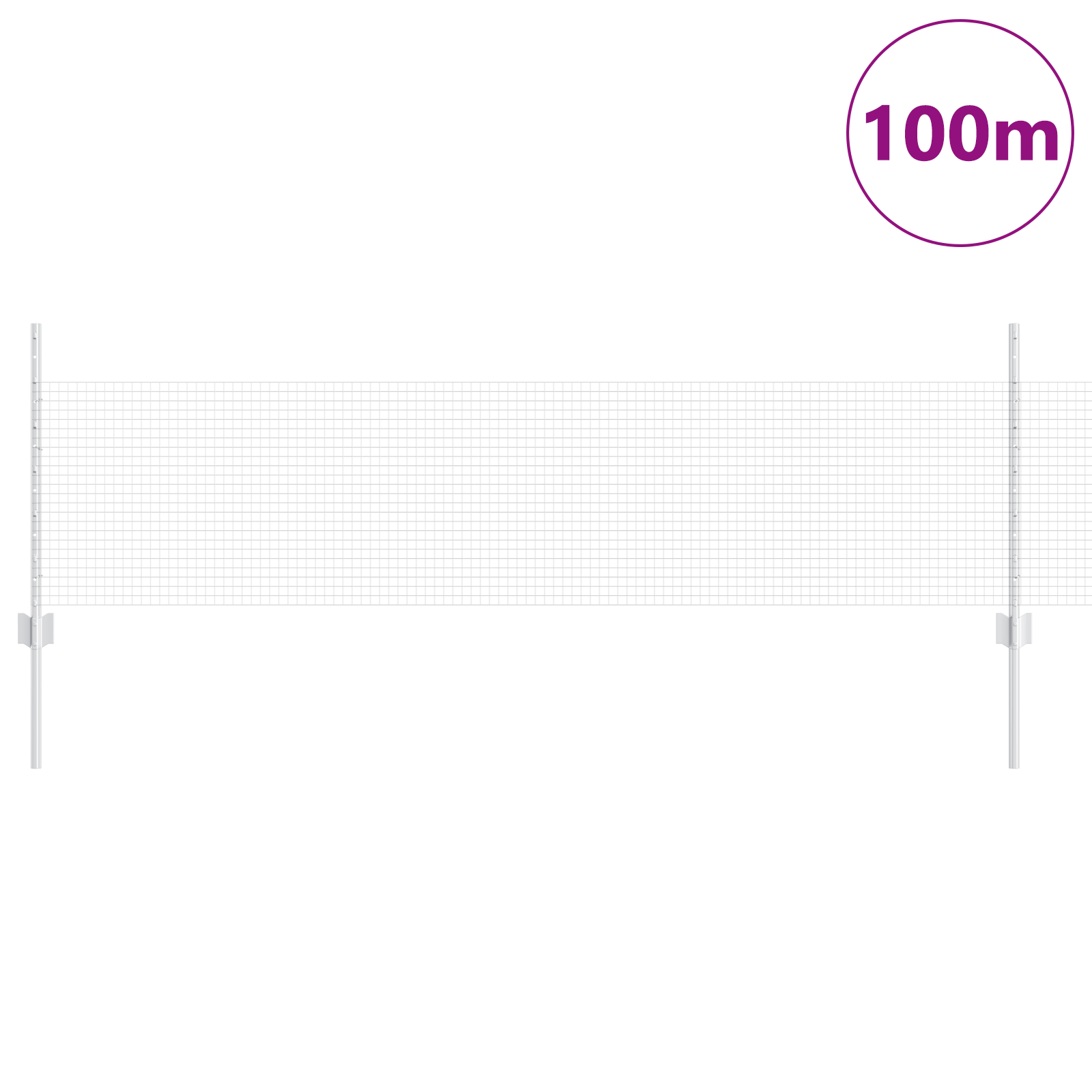 Welded Wire Fence with 5 Posts Silver 0.5x100 m Steel - Image 3