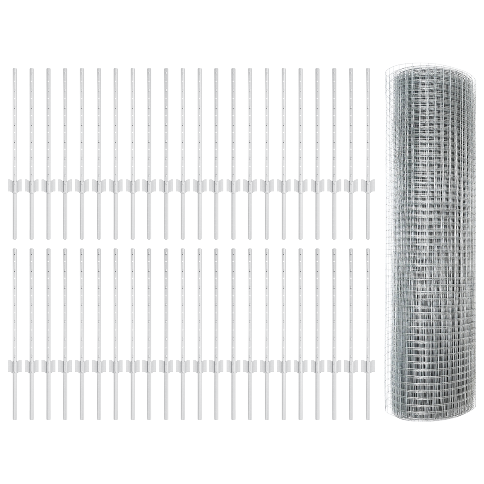 Welded Wire Fence with 5 Posts Silver 0.5x100 m Steel - Image 4