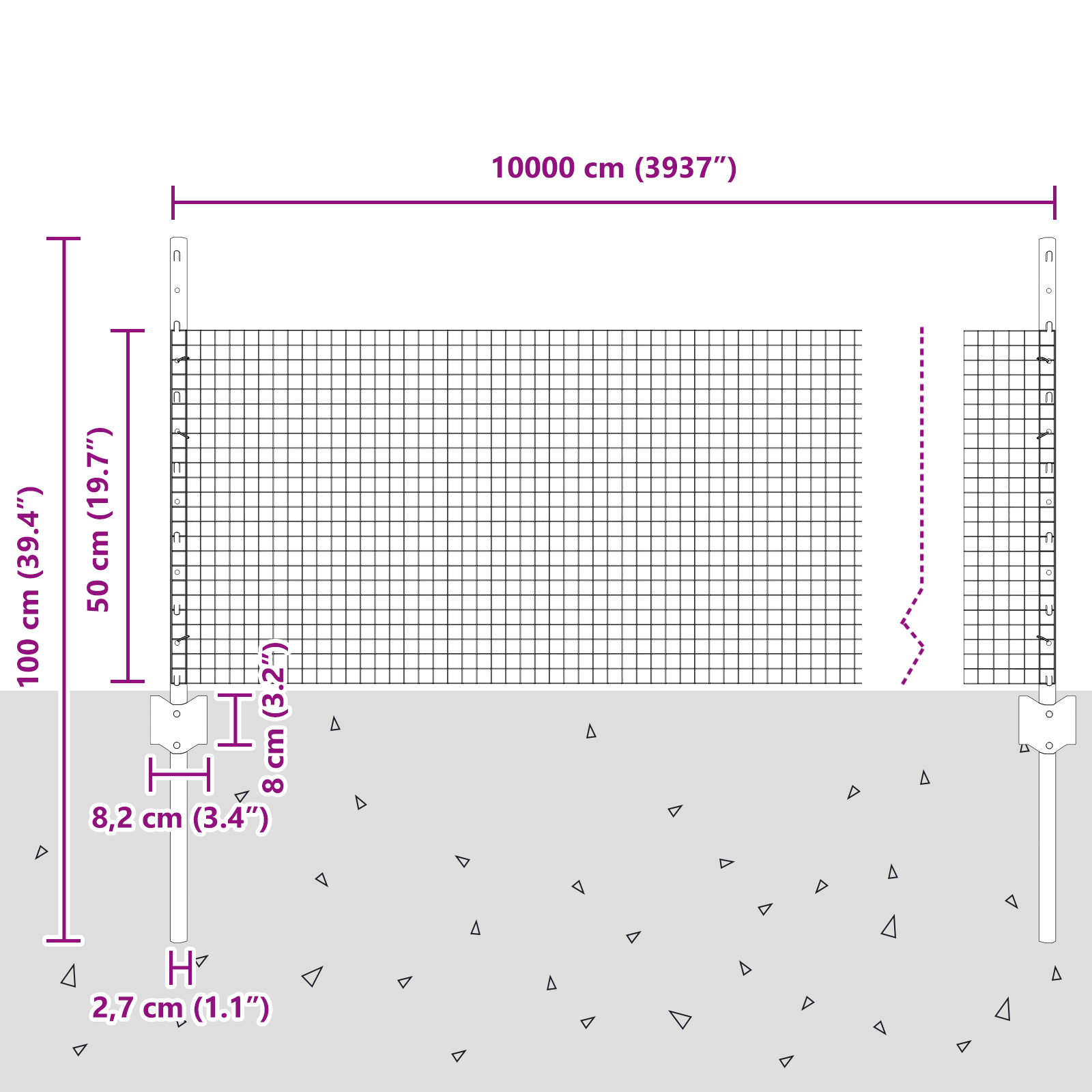 Welded Wire Fence with 5 Posts Silver 0.5x100 m Steel - Image 10