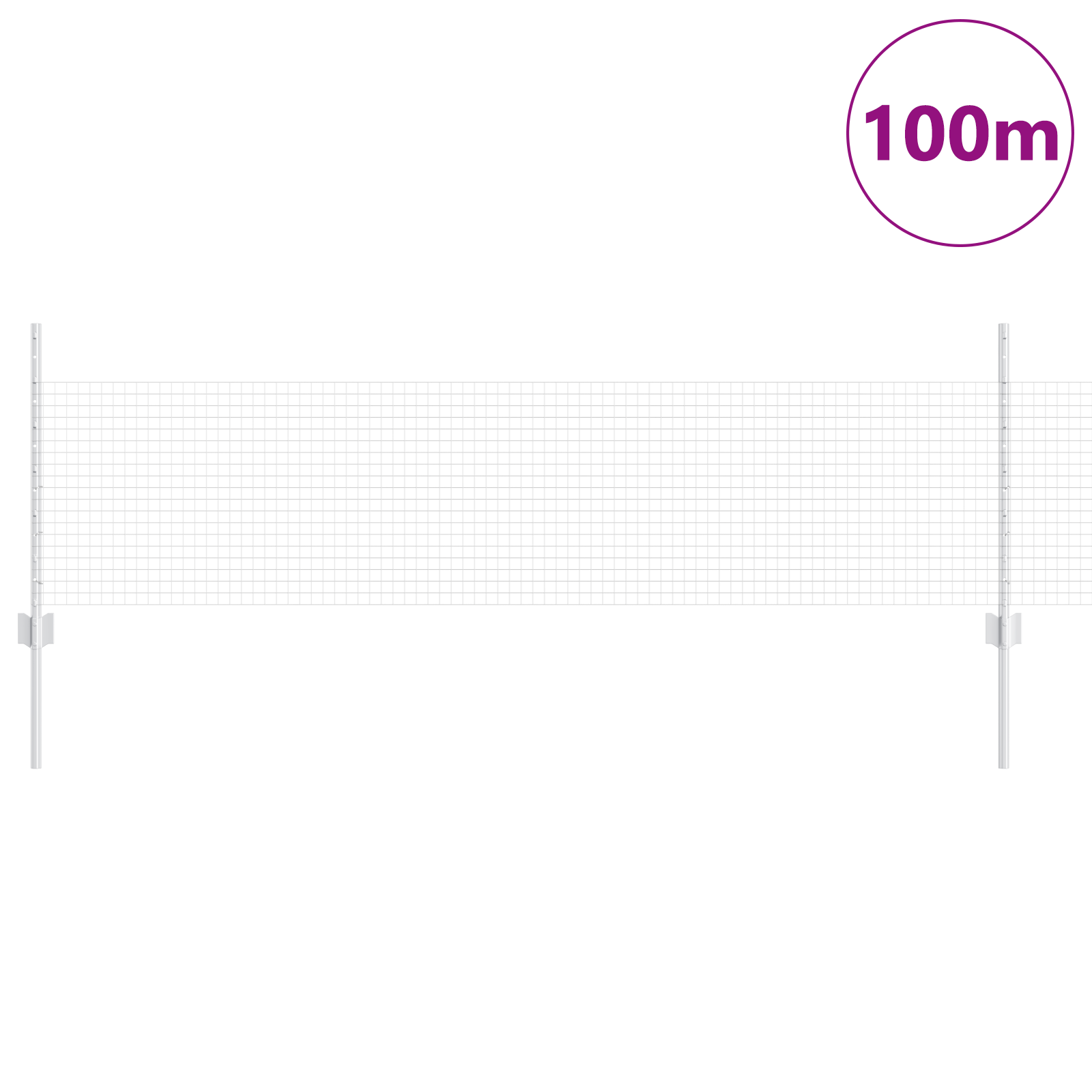Welded Wire Fence with 44 U Posts Silver 0.5x100 m Steel - Image 3