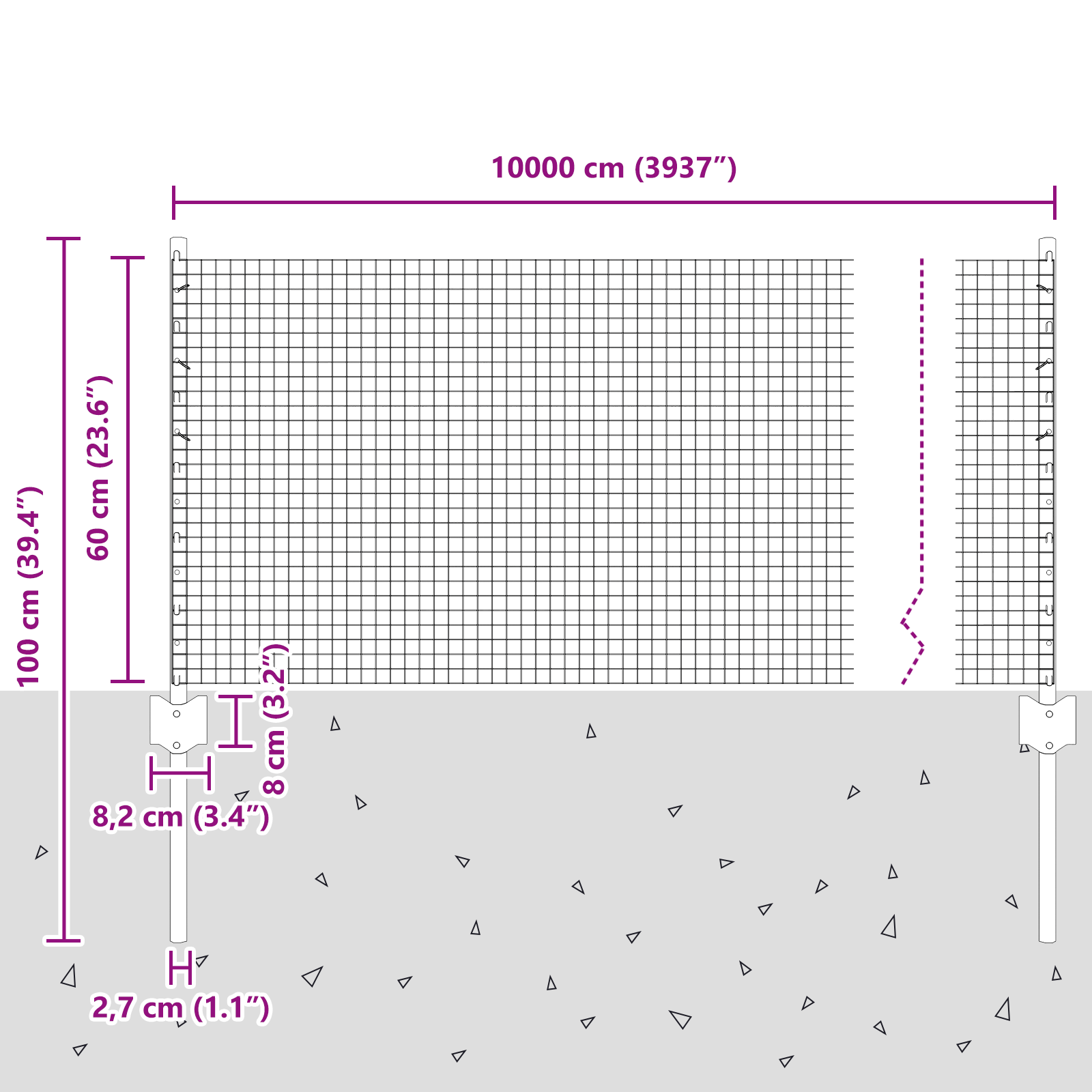 Welded Wire Fence with 44 U Posts Silver 0.6x100 m Steel - Image 10