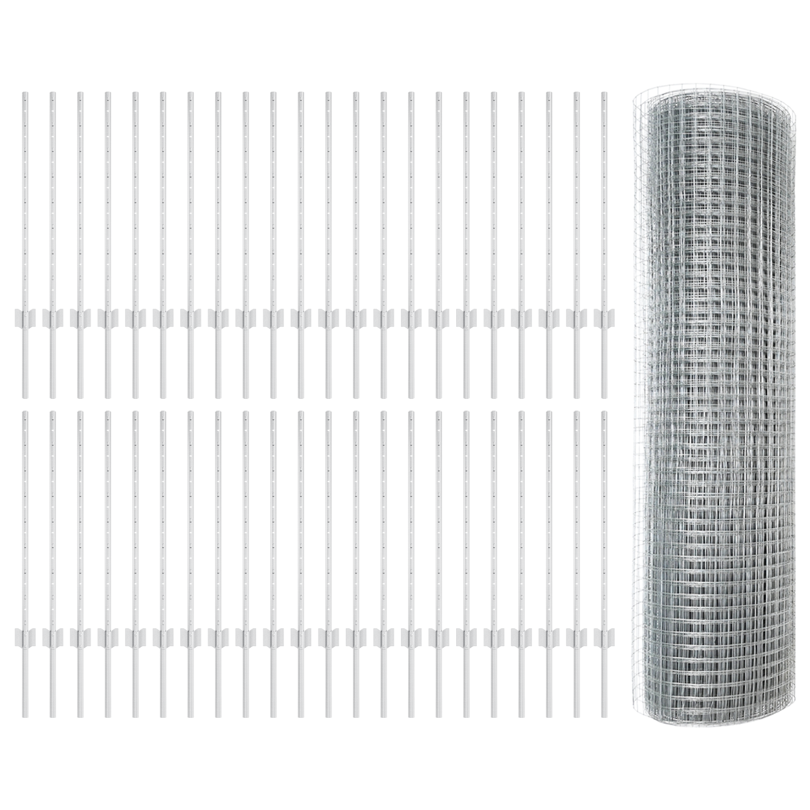 Welded Wire Fence with 44 U Posts Silver 0.8x100 m Steel - Image 4