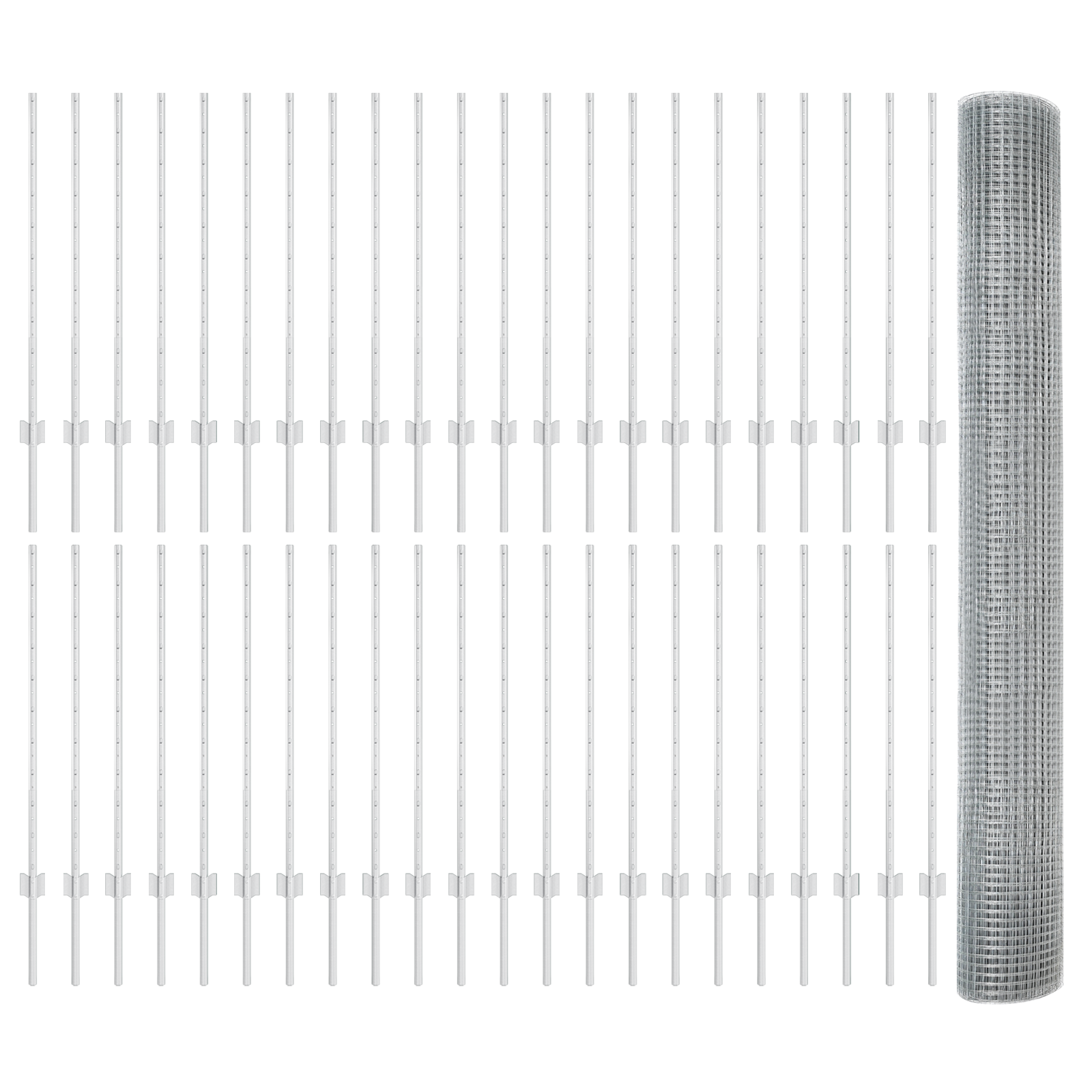 Welded Wire Fence with 88 U Posts Silver 1x100 m Steel - Image 4