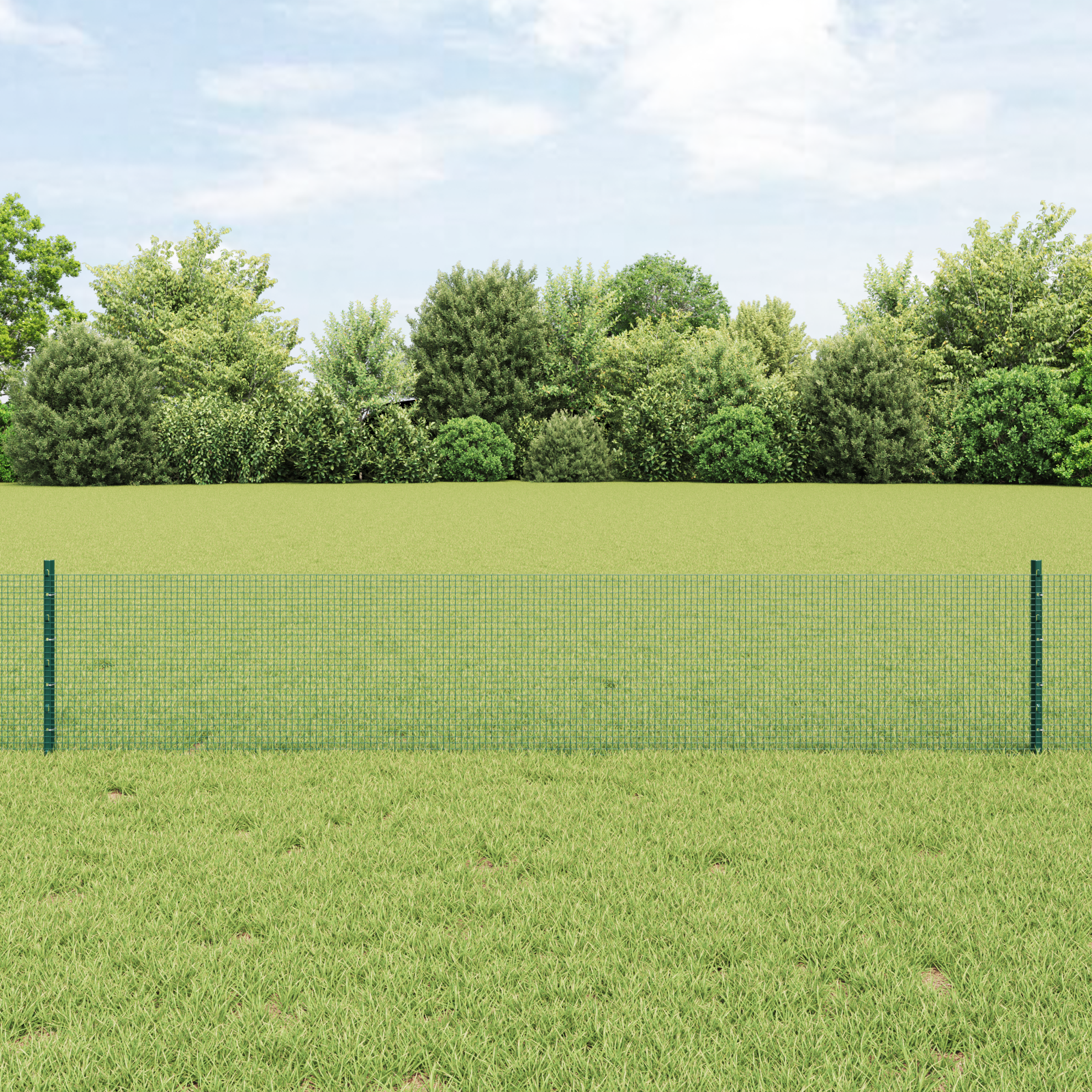Welded Wire Fence with 5 U Posts Green 0.4x10 m Steel