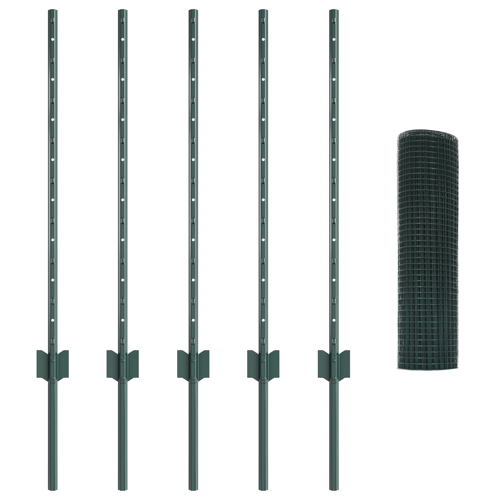 Welded Wire Fence with 5 U Posts Green 0.8x10 m Steel - Image 4