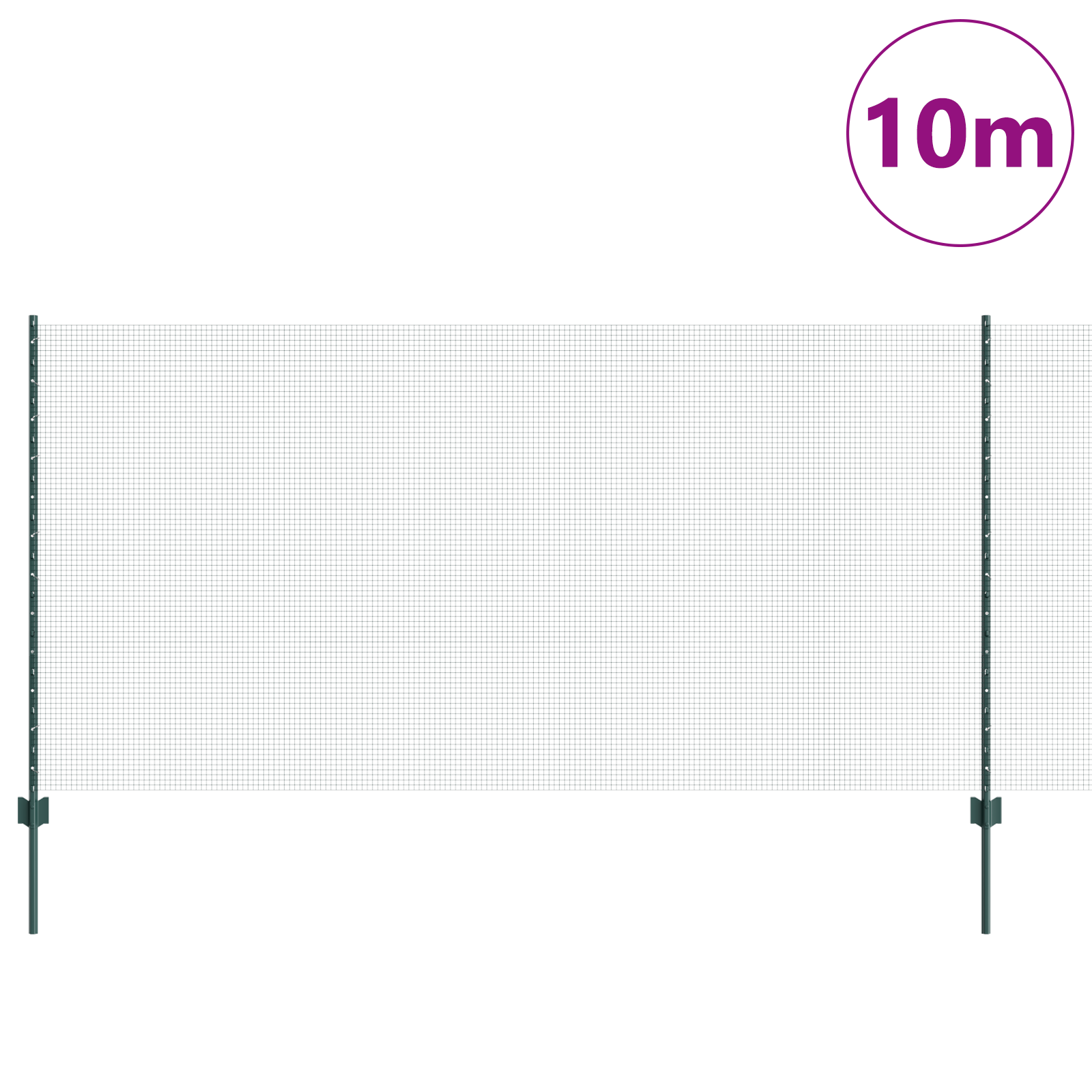 Welded Wire Fence with 5 U Posts Green 1.2x10 m Steel - Image 3