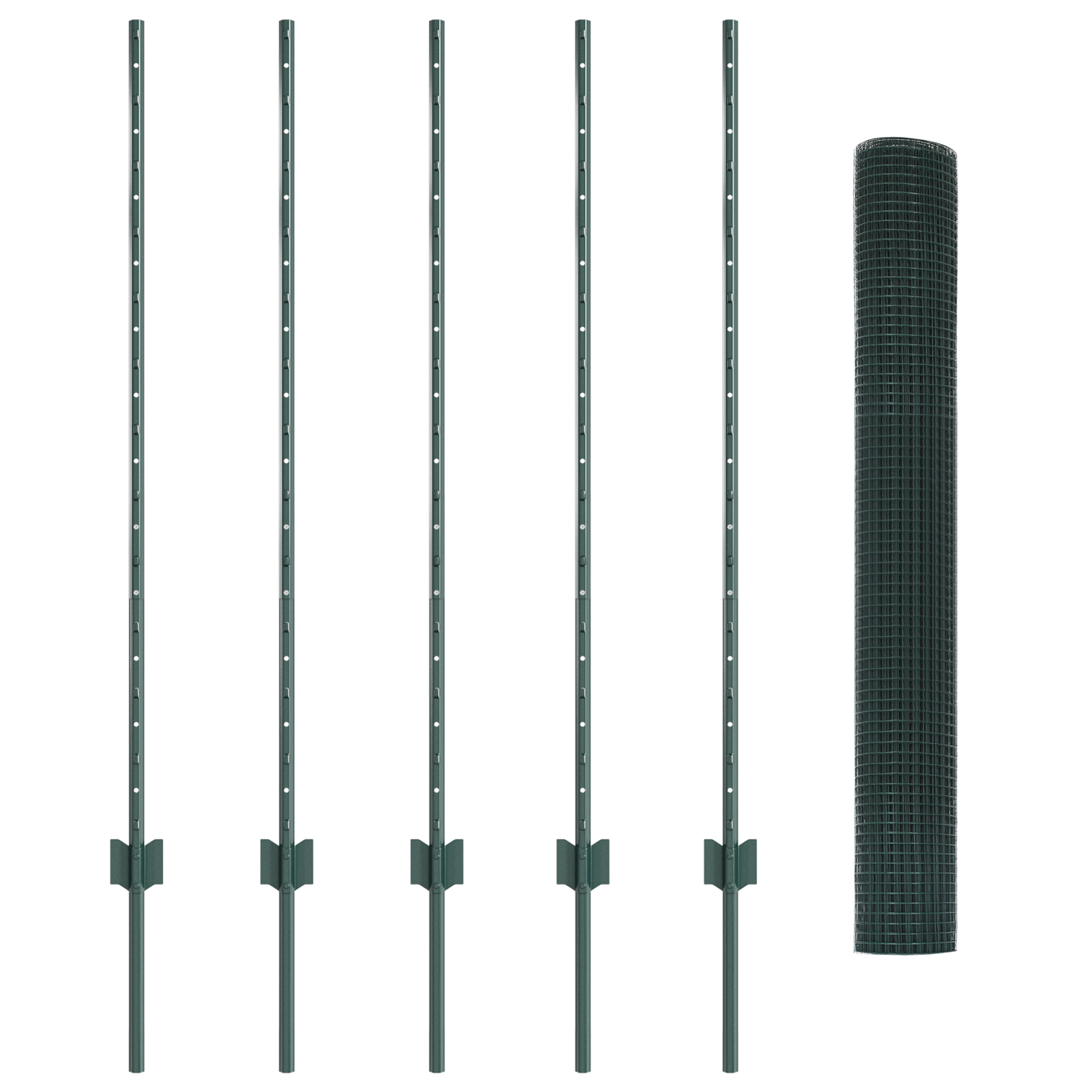 Welded Wire Fence with 5 U Posts Green 1.2x10 m Steel - Image 4