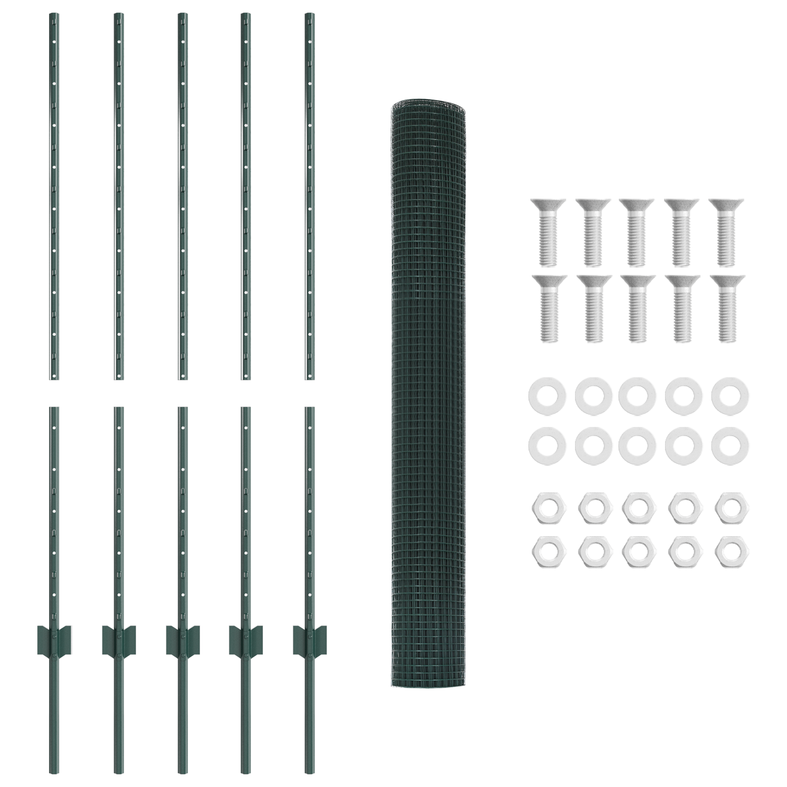 Welded Wire Fence with 5 U Posts Green 1.2x10 m Steel - Image 5