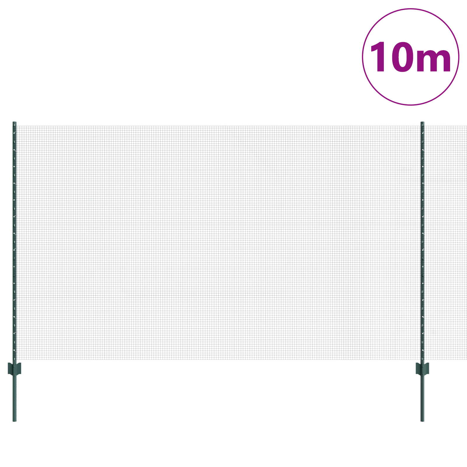 Welded Wire Fence with 5 U Posts Green 1.4x10 m Steel - Image 3