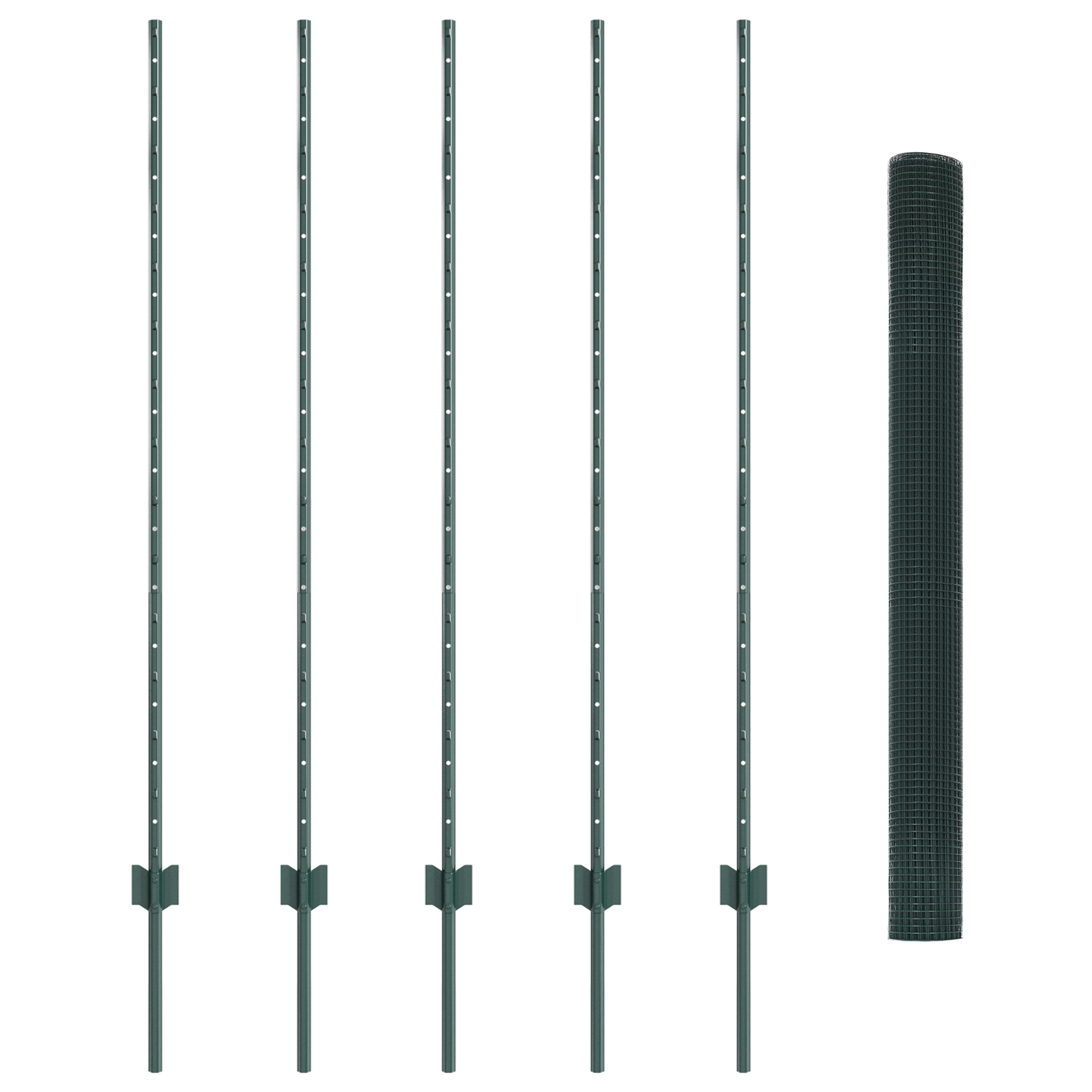 Welded Wire Fence with 5 U Posts Green 1.4x10 m Steel - Image 4