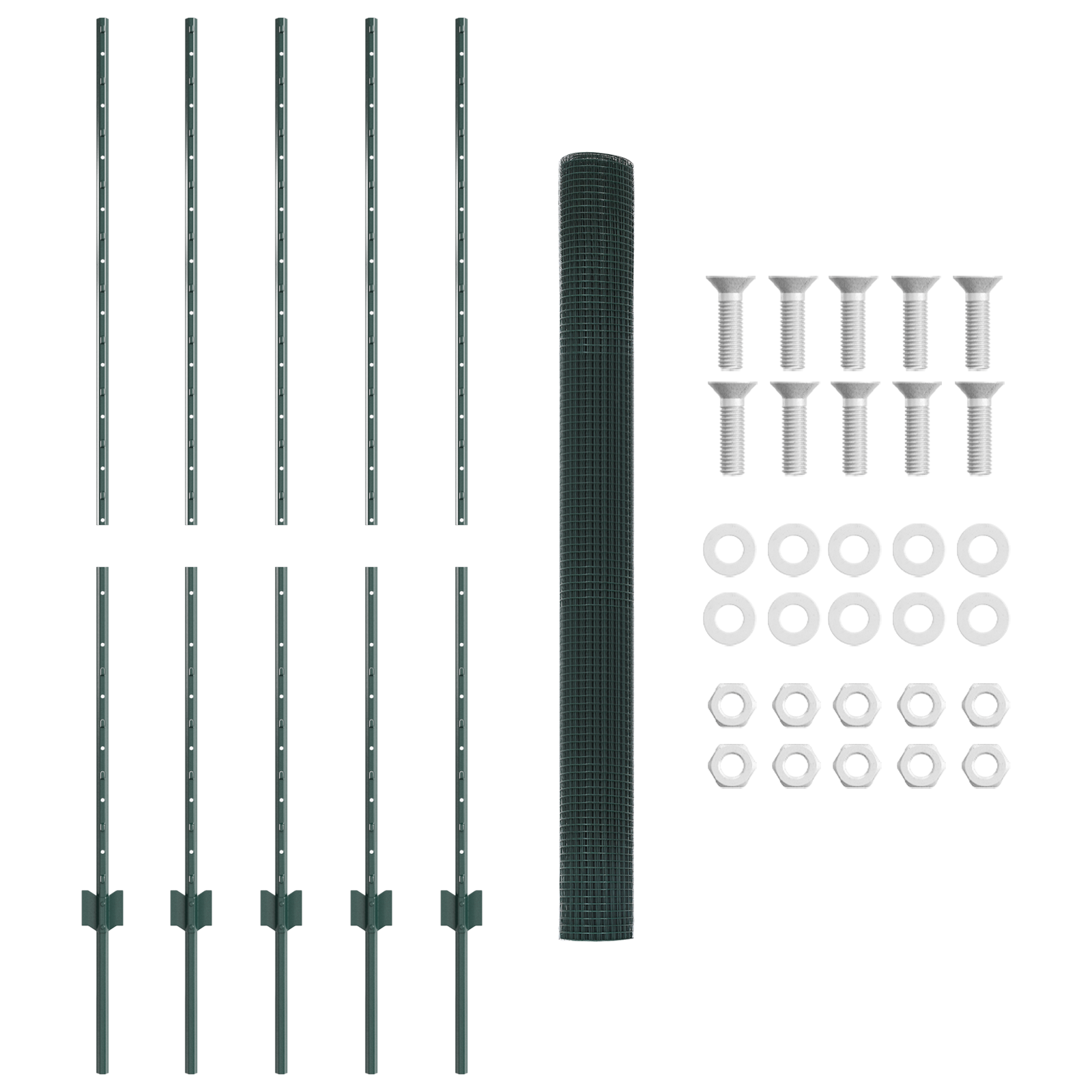 Welded Wire Fence with 5 U Posts Green 1.4x10 m Steel - Image 5