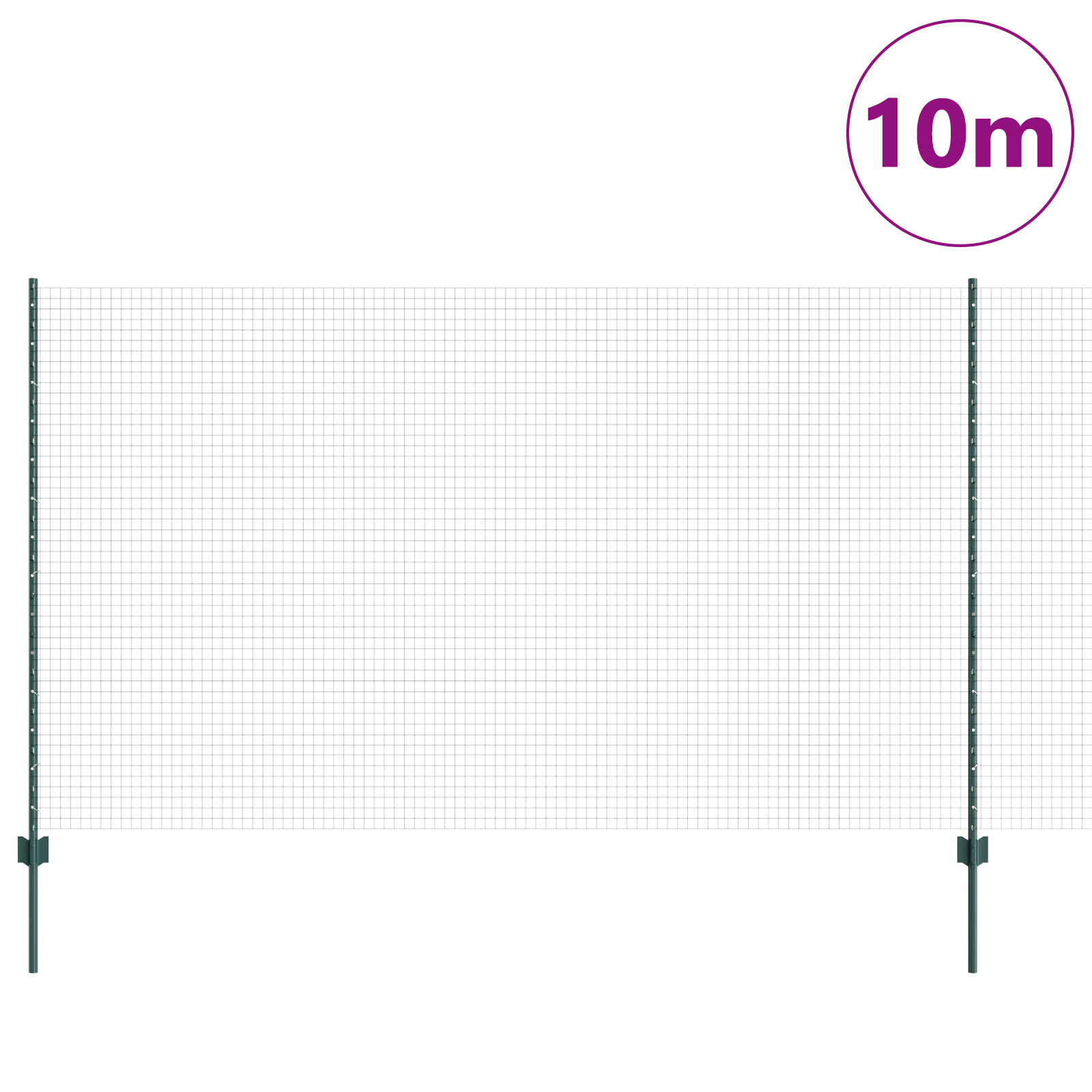 Welded Wire Fence with 5 U Posts Green 1.4x10 m Steel - Image 3