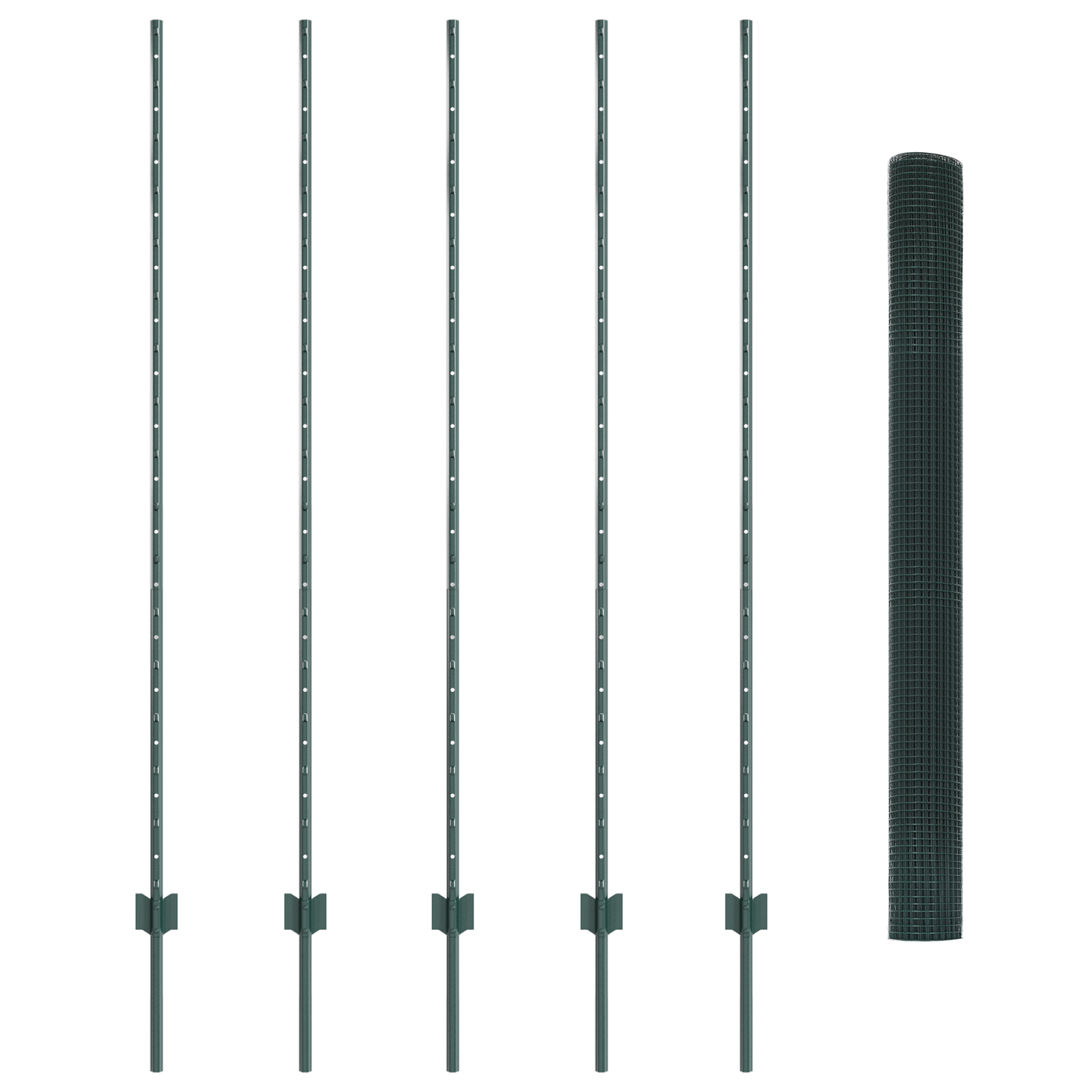 Welded Wire Fence with 5 U Posts Green 1.5x10 m Steel - Image 4
