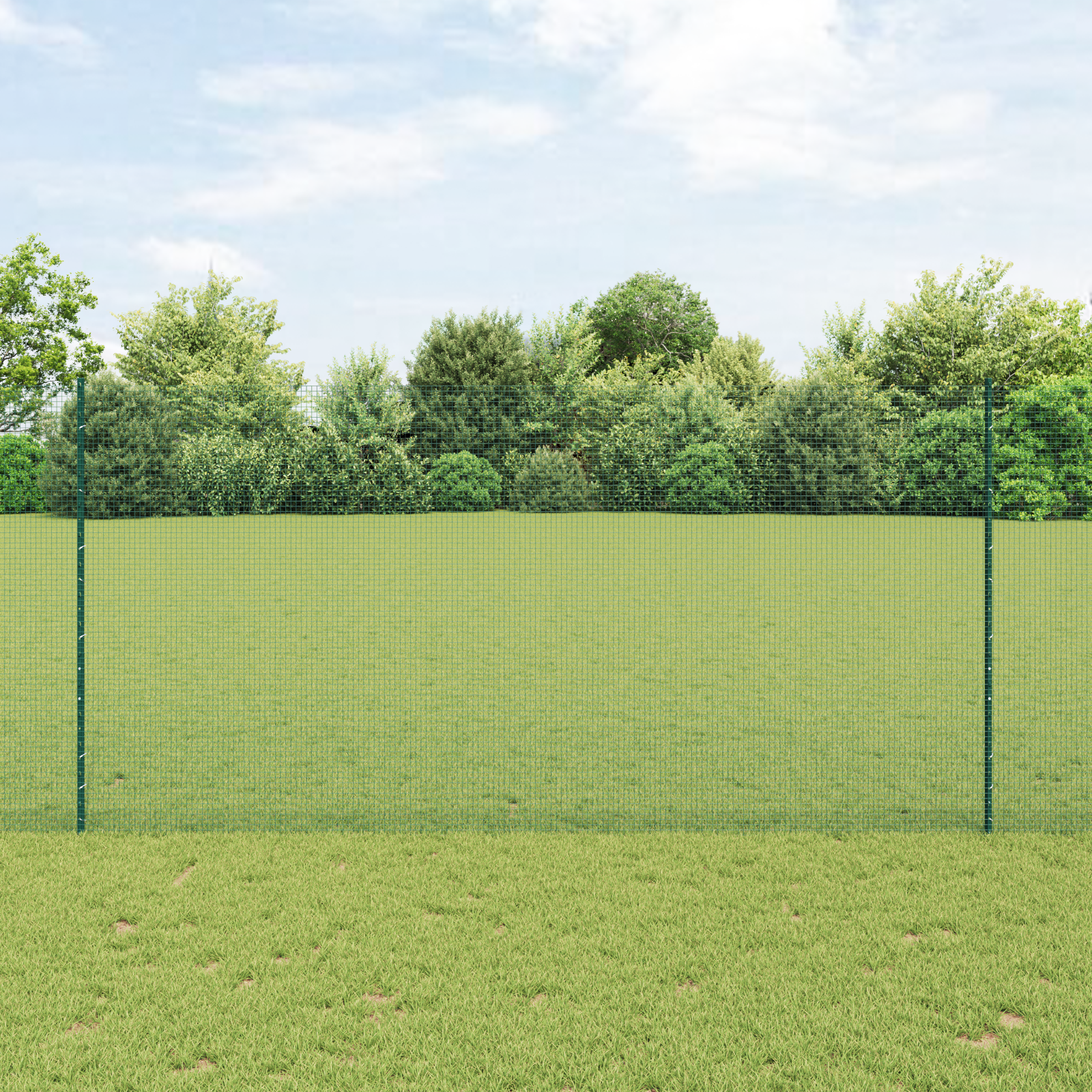 Welded Wire Fence with 5 U Posts Green 1.5x10 m Steel