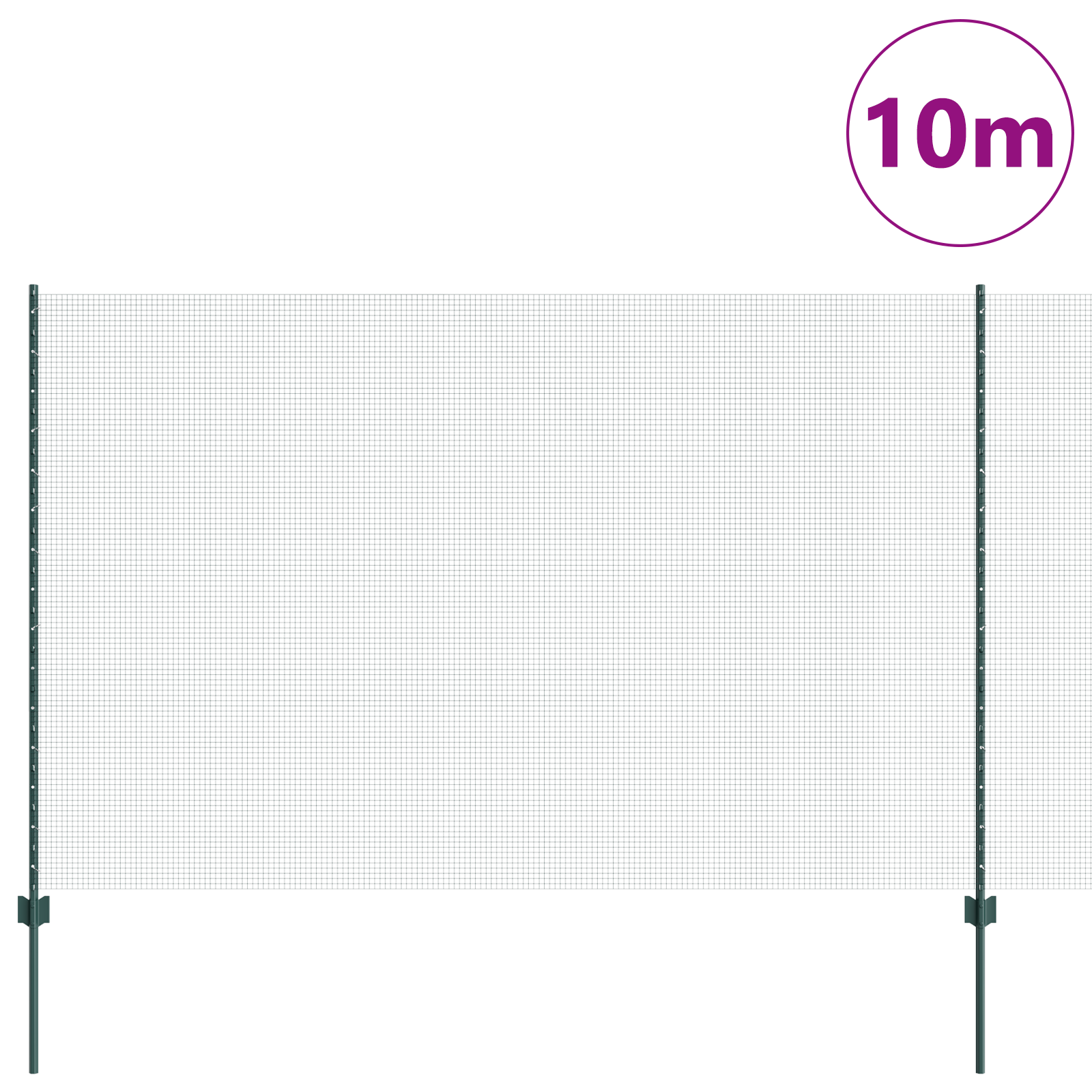 Welded Wire Fence with 5 U Posts Green 1.6x10 m Steel - Image 3