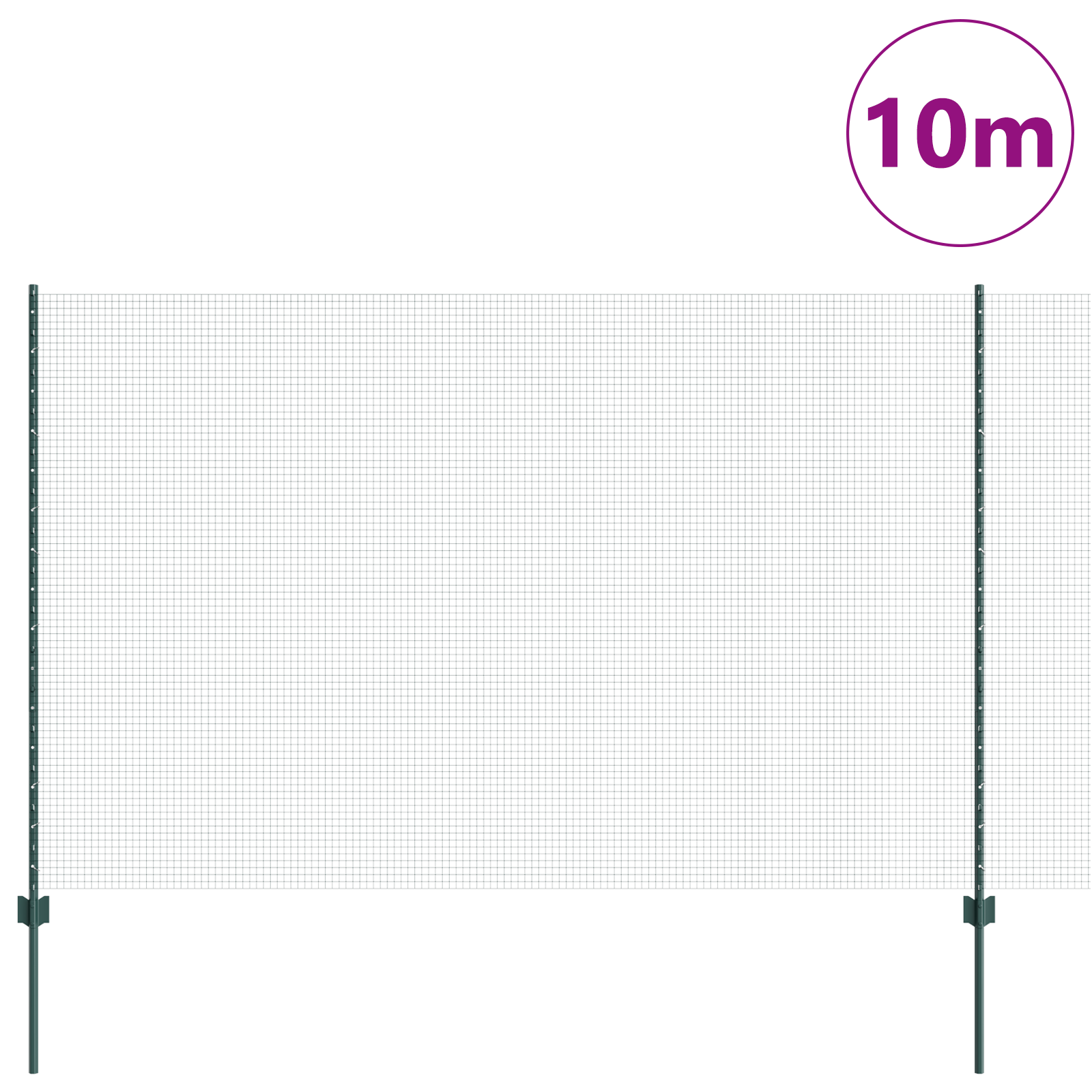 Welded Wire Fence with 5 U Posts Green 1.6x10 m Steel - Image 3