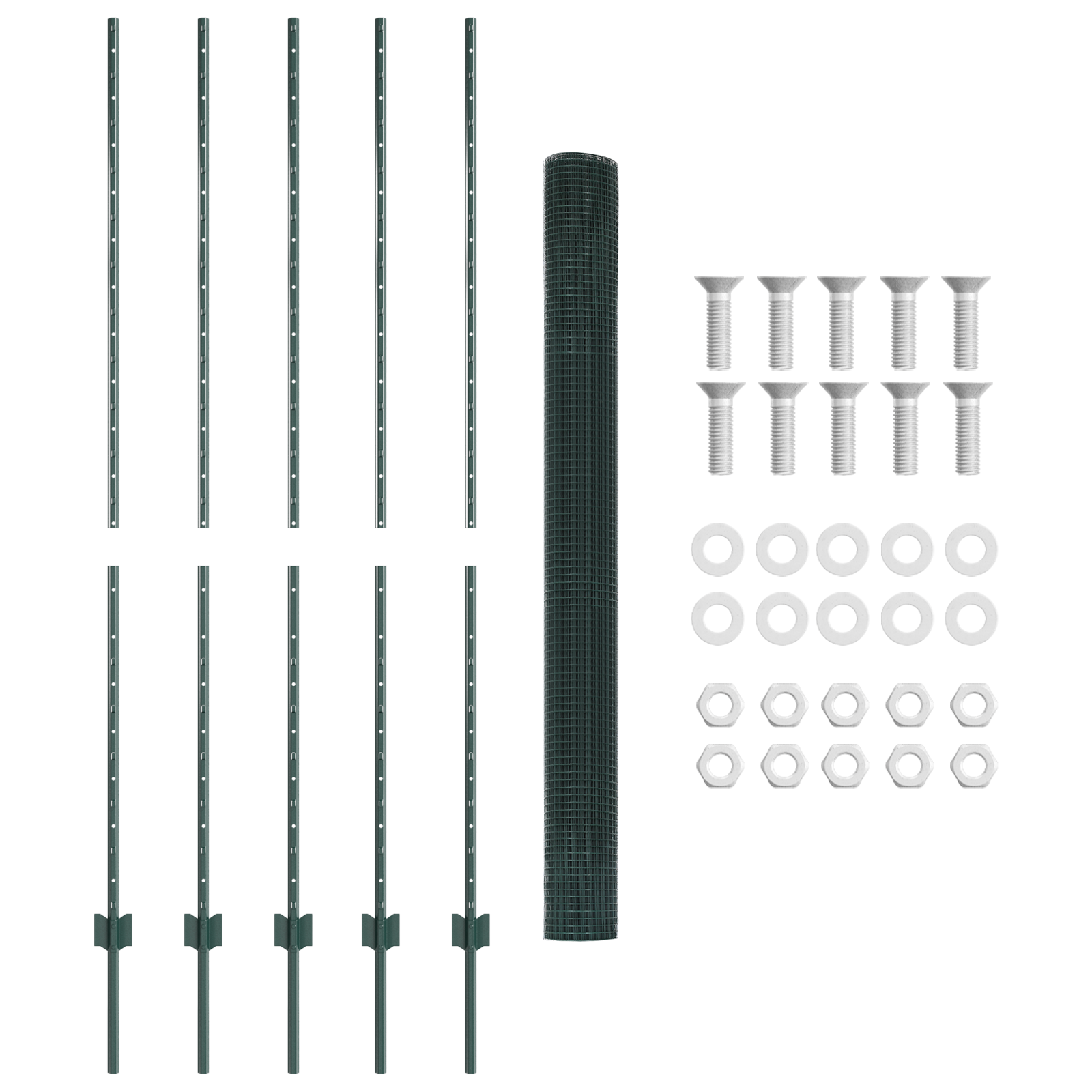 Welded Wire Fence with 5 U Posts Green 1.6x10 m Steel - Image 5