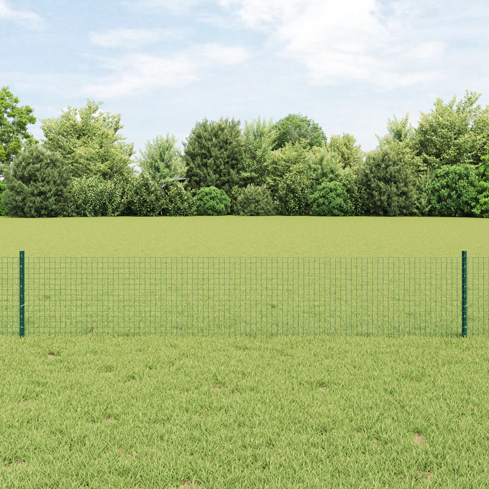 Welded Wire Fence with 11 U Posts Green 0.4x25 m Steel