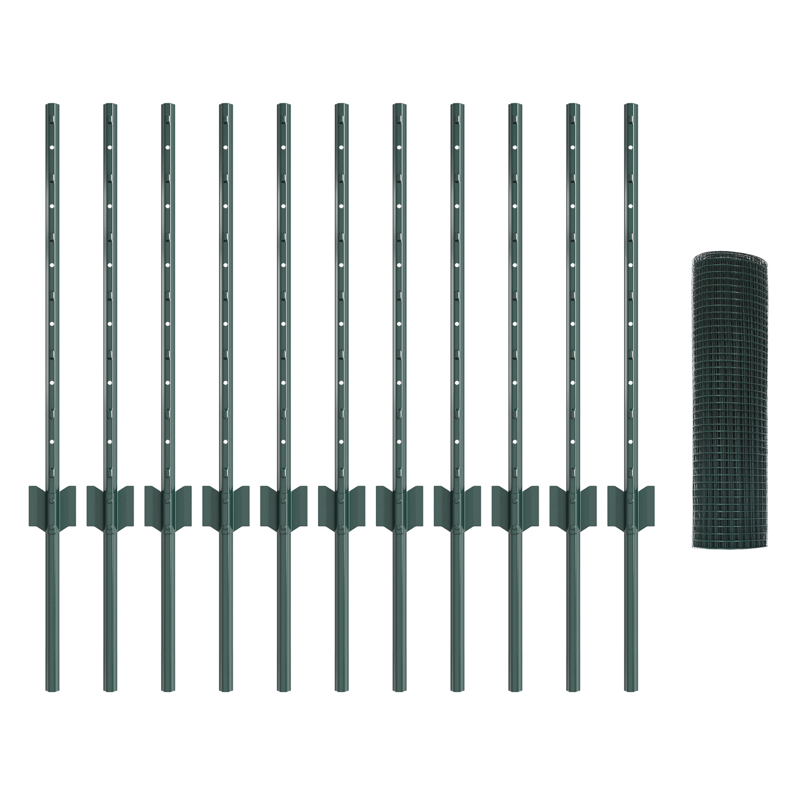 Welded Wire Fence with 11 U Posts Green 0.5x25 m Steel - Image 4