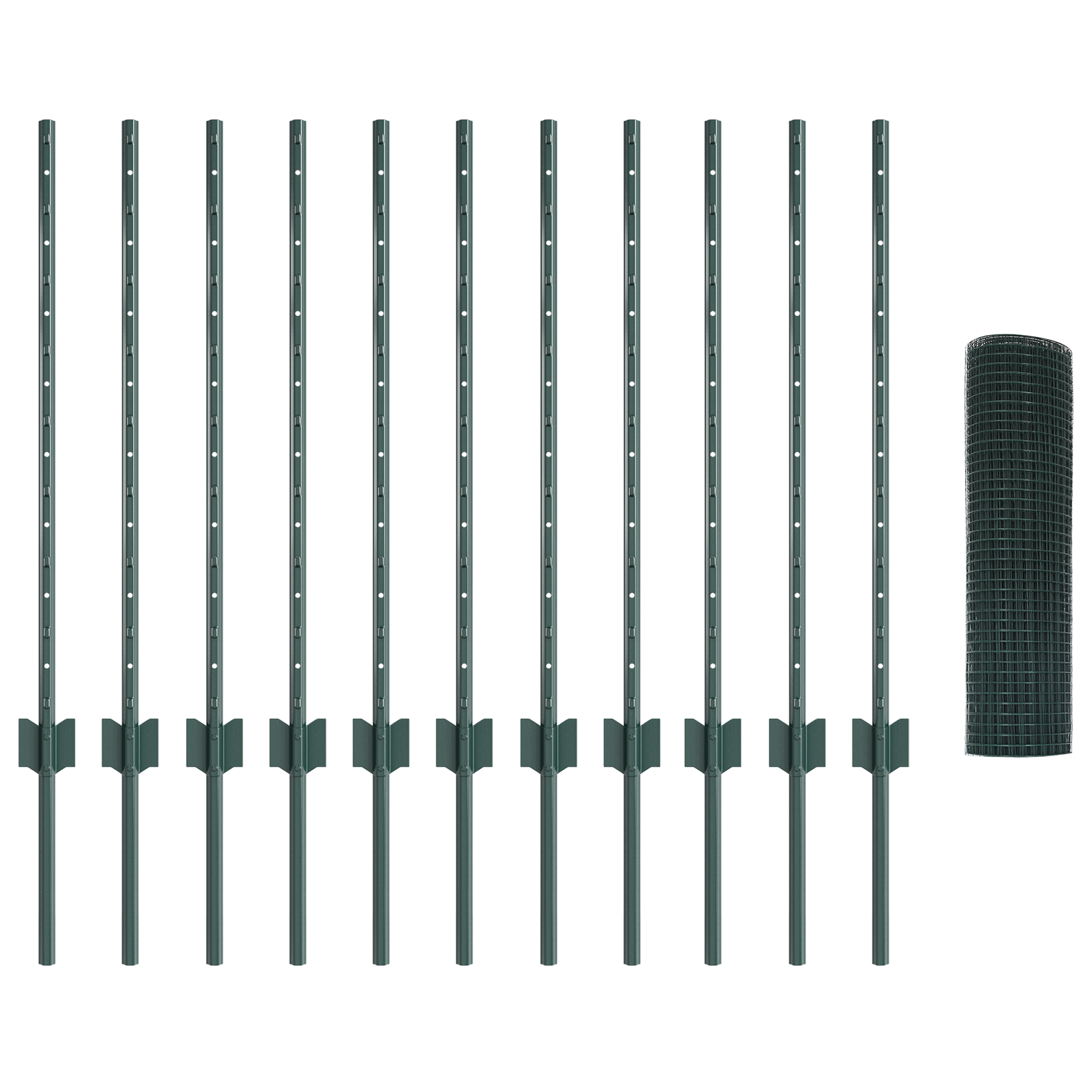 Welded Wire Fence with 11 U Posts Green 0.8x25 m Steel - Image 4