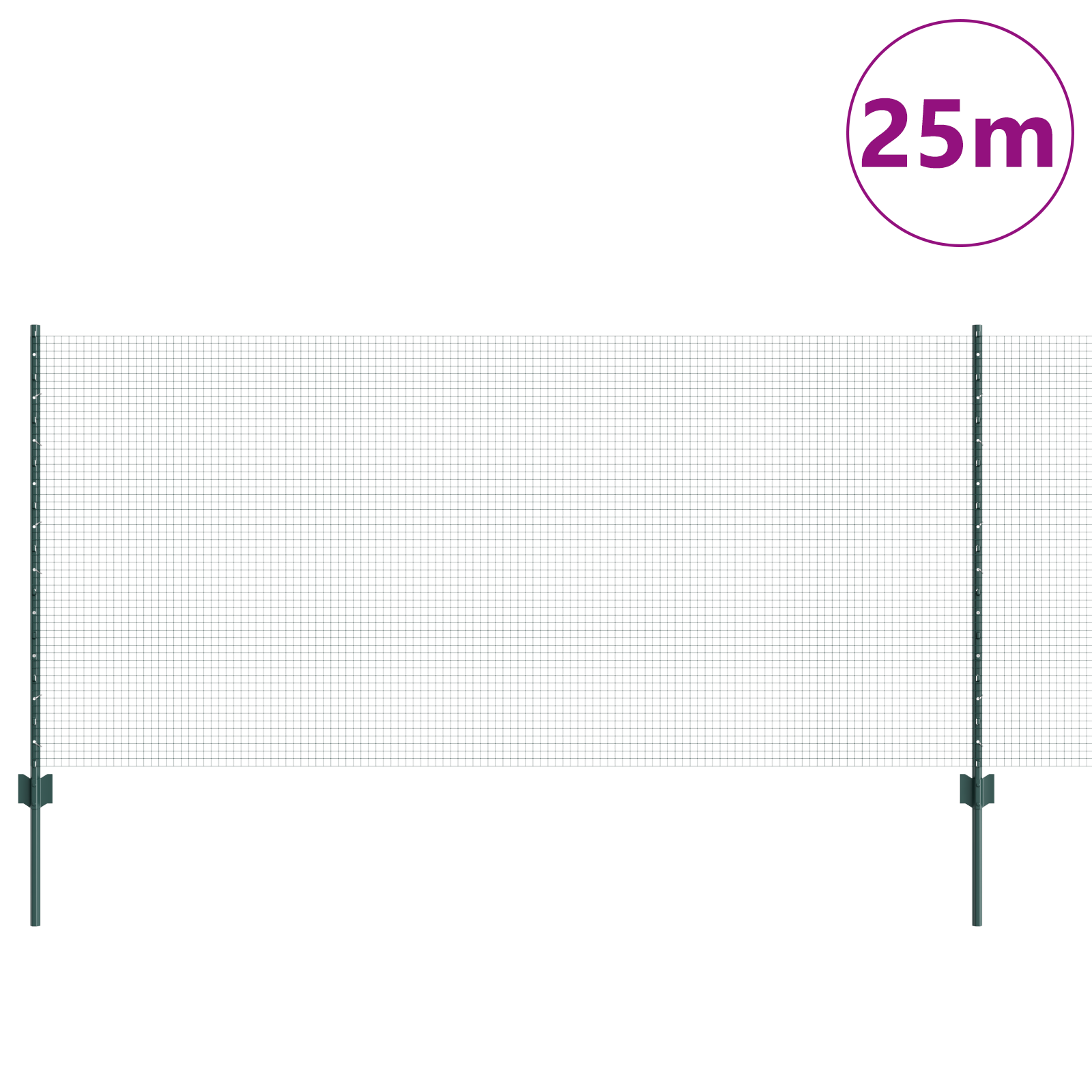 Welded Wire Fence with 11 U Posts Green 1x25 m Steel - Image 3
