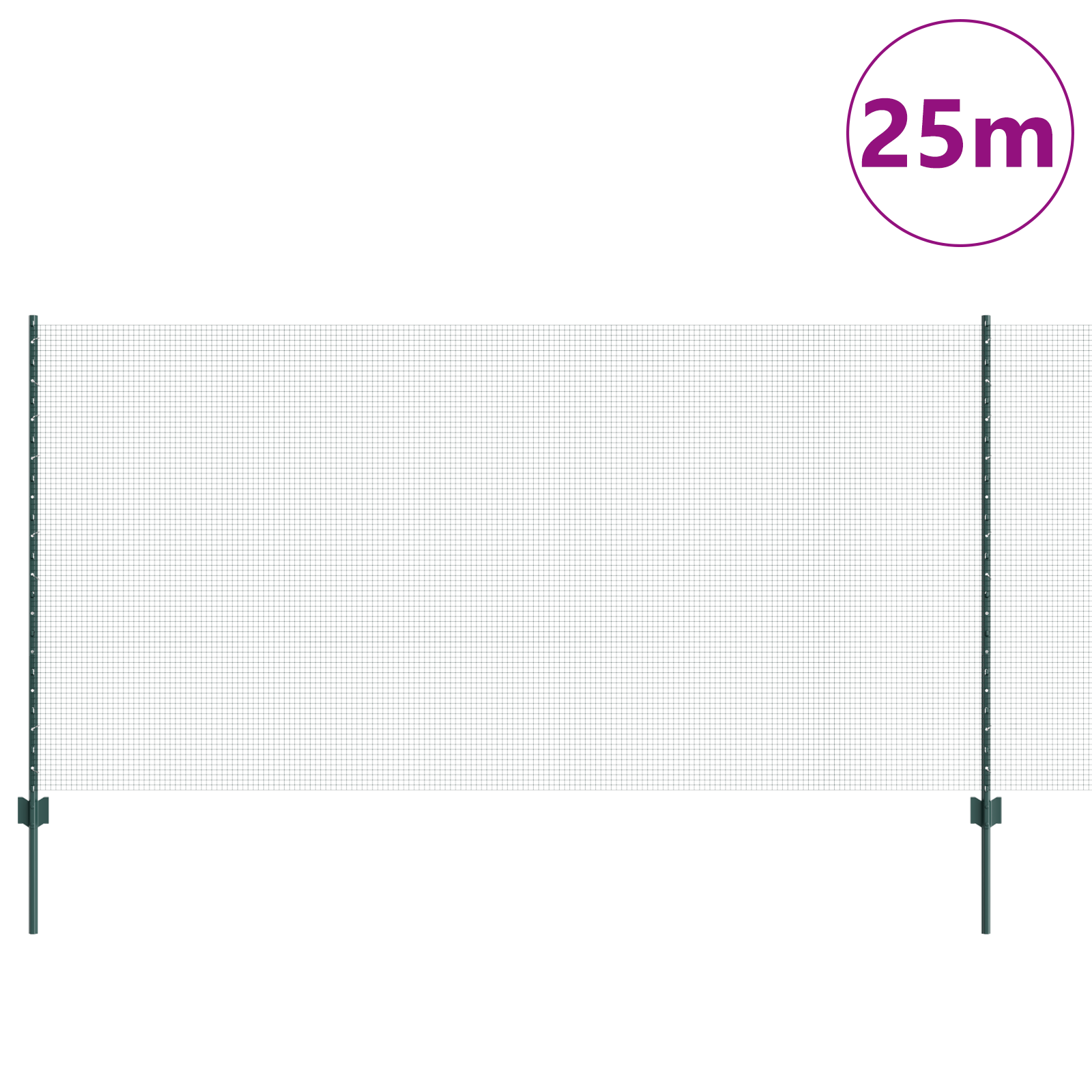 Welded Wire Fence with 11 U Posts Green 1.2x25 m Steel - Image 3
