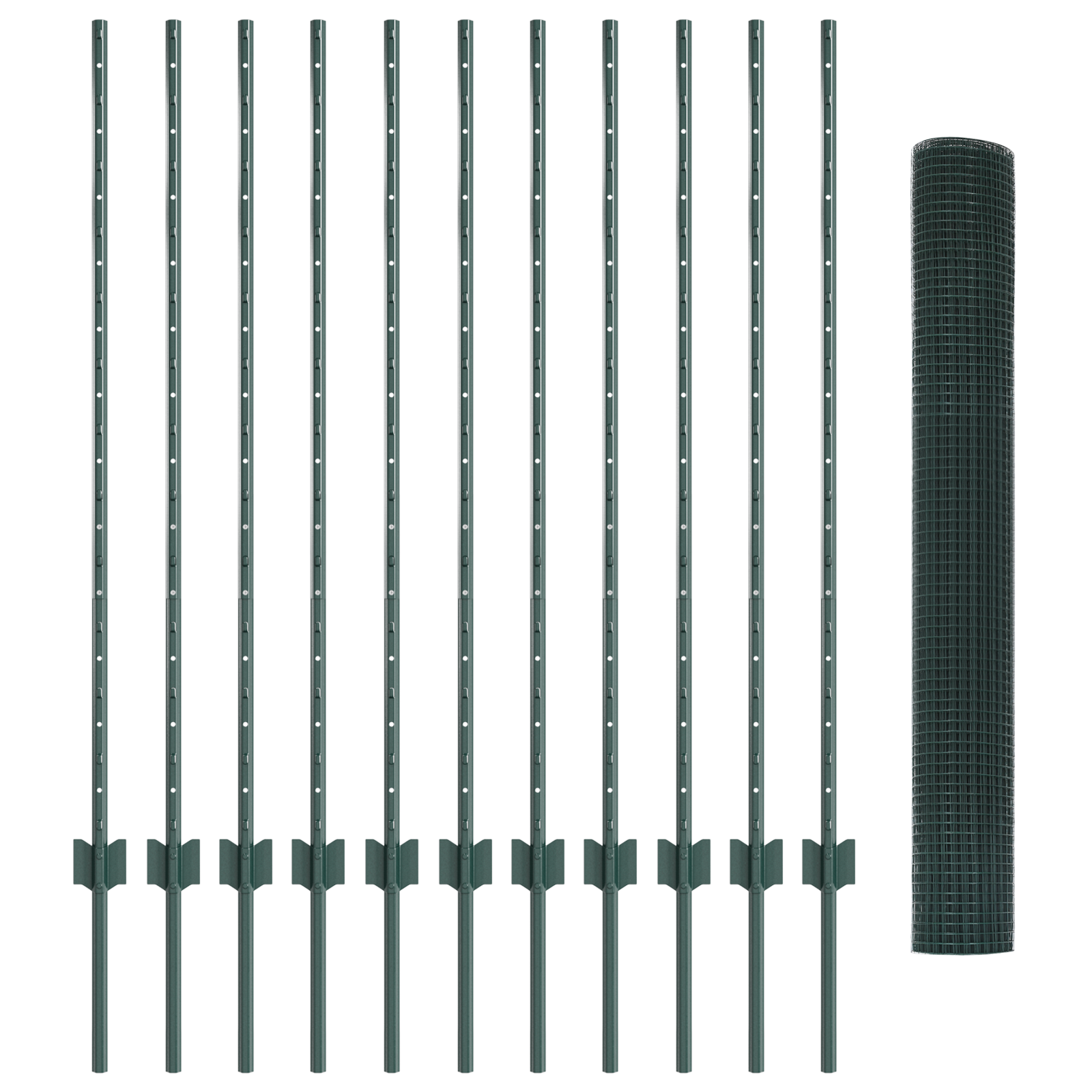 Welded Wire Fence with 11 U Posts Green 1.2x25 m Steel - Image 4