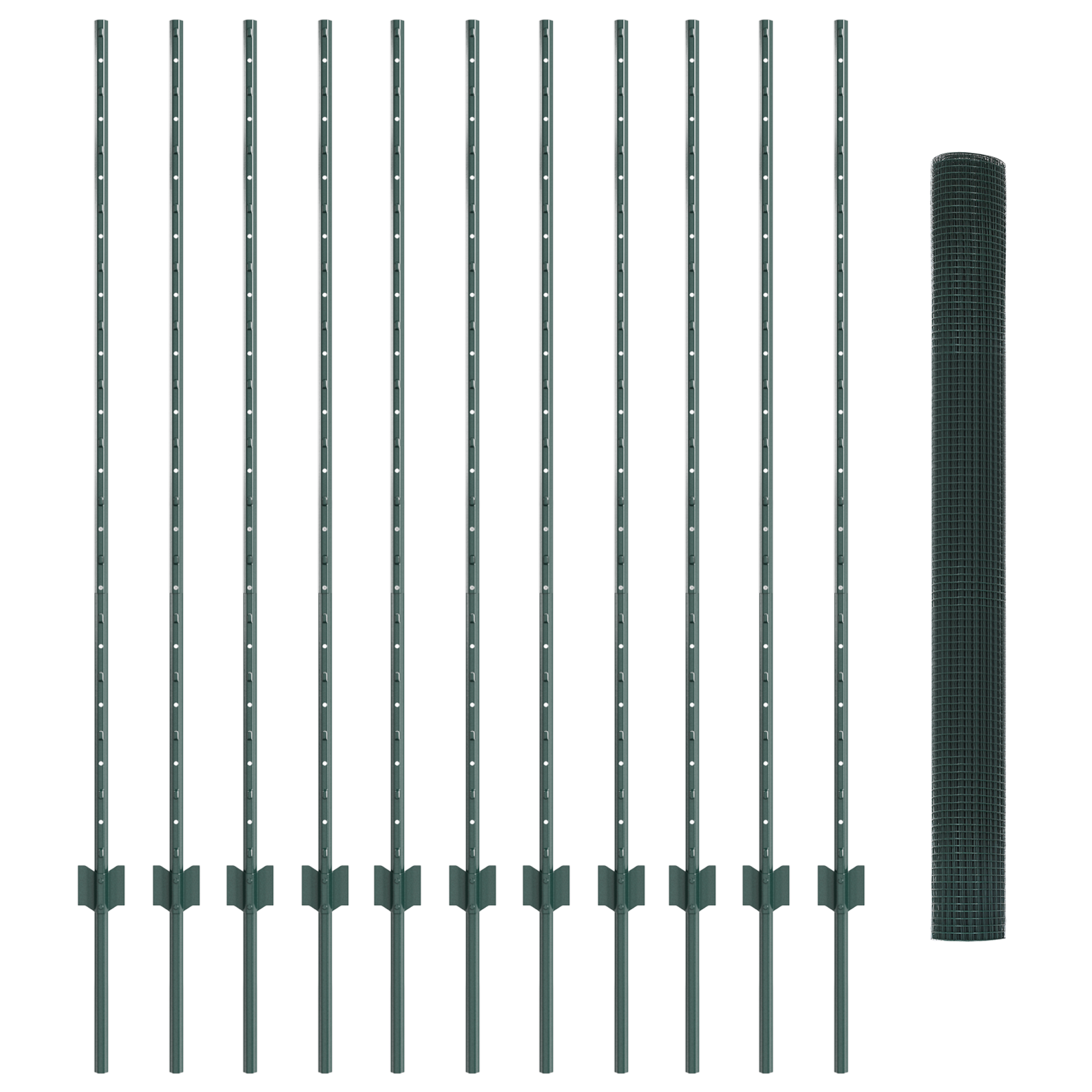 Welded Wire Fence with 11 U Posts Green 1.4x25 m Steel - Image 4