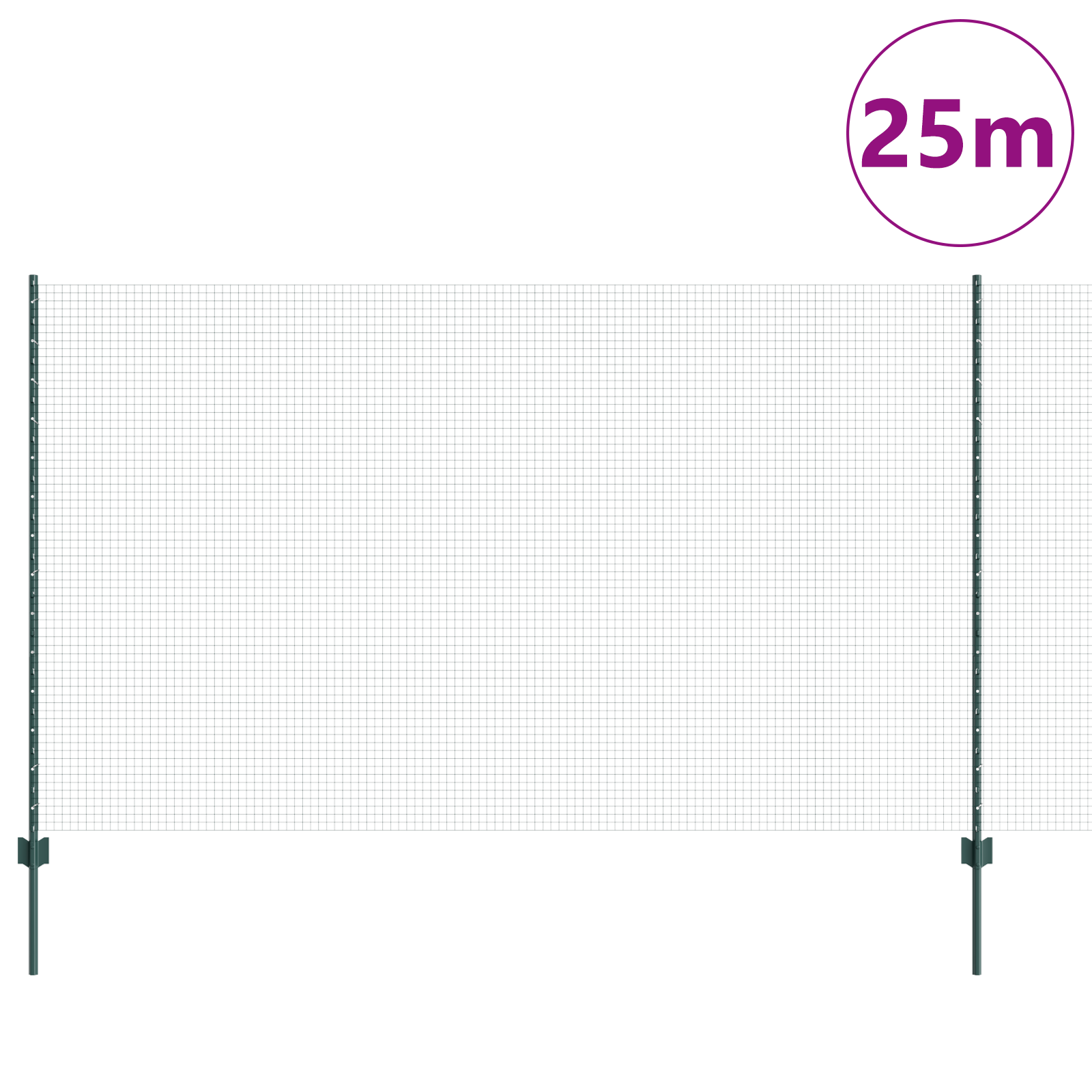 Welded Wire Fence with 11 U Posts Green 1.4x25 m Steel - Image 3