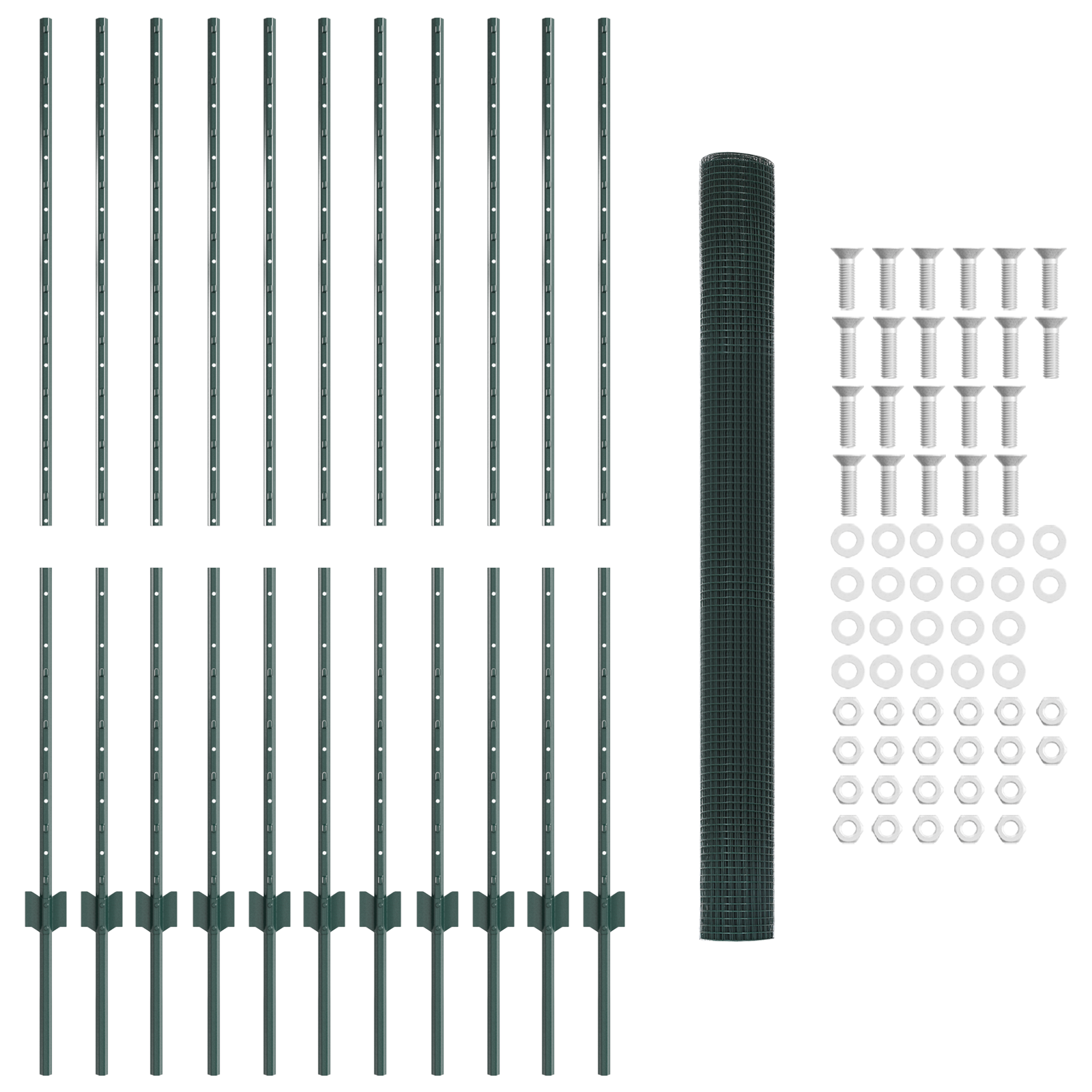 Welded Wire Fence with 11 U Posts Green 1.4x25 m Steel - Image 5