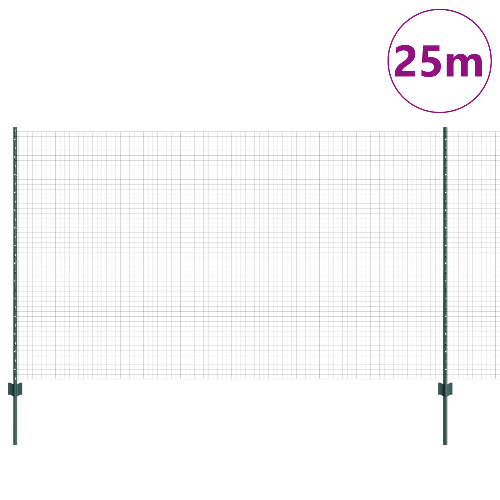 Welded Wire Fence with 11 U Posts Green 1.4x25 m Steel - Image 3