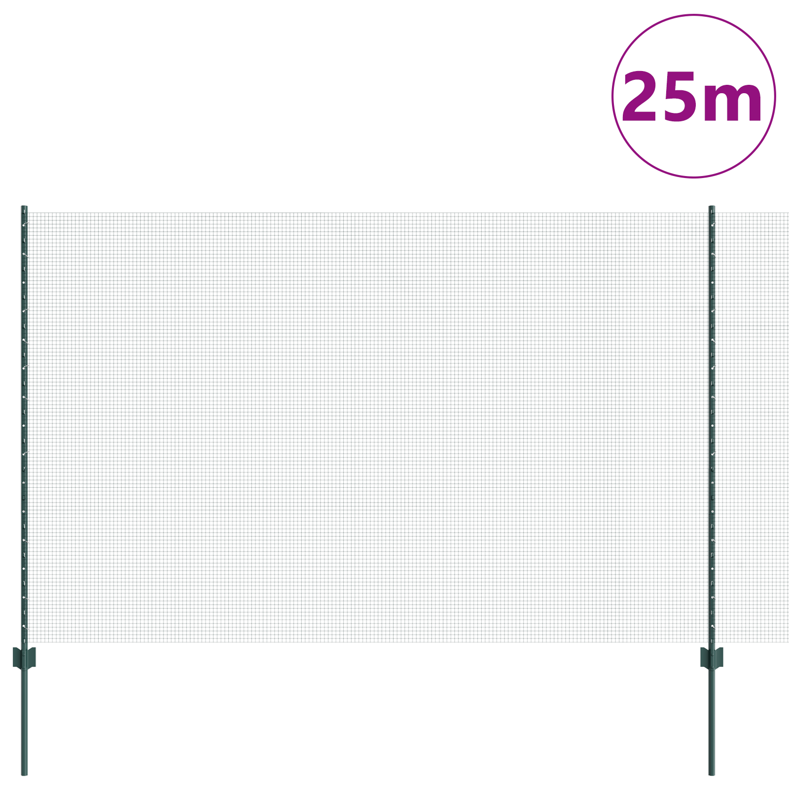 Welded Wire Fence with 11 U Posts Green 1.6x25 m Steel - Image 3
