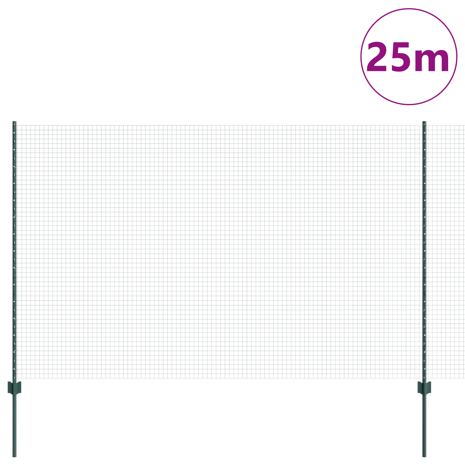 Welded Wire Fence with 11 U Posts Green 1.6x25 m Steel - Image 3