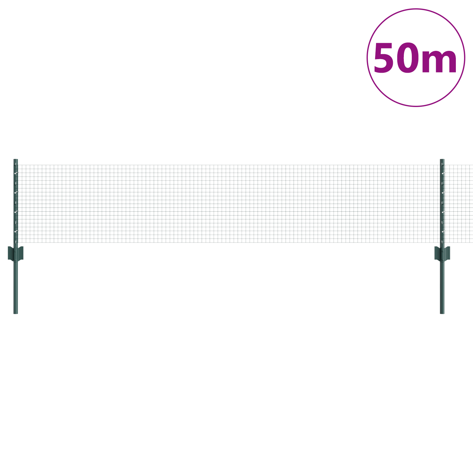 Welded Wire Fence with 22 U Posts Green 0.4x50 m Steel - Image 3
