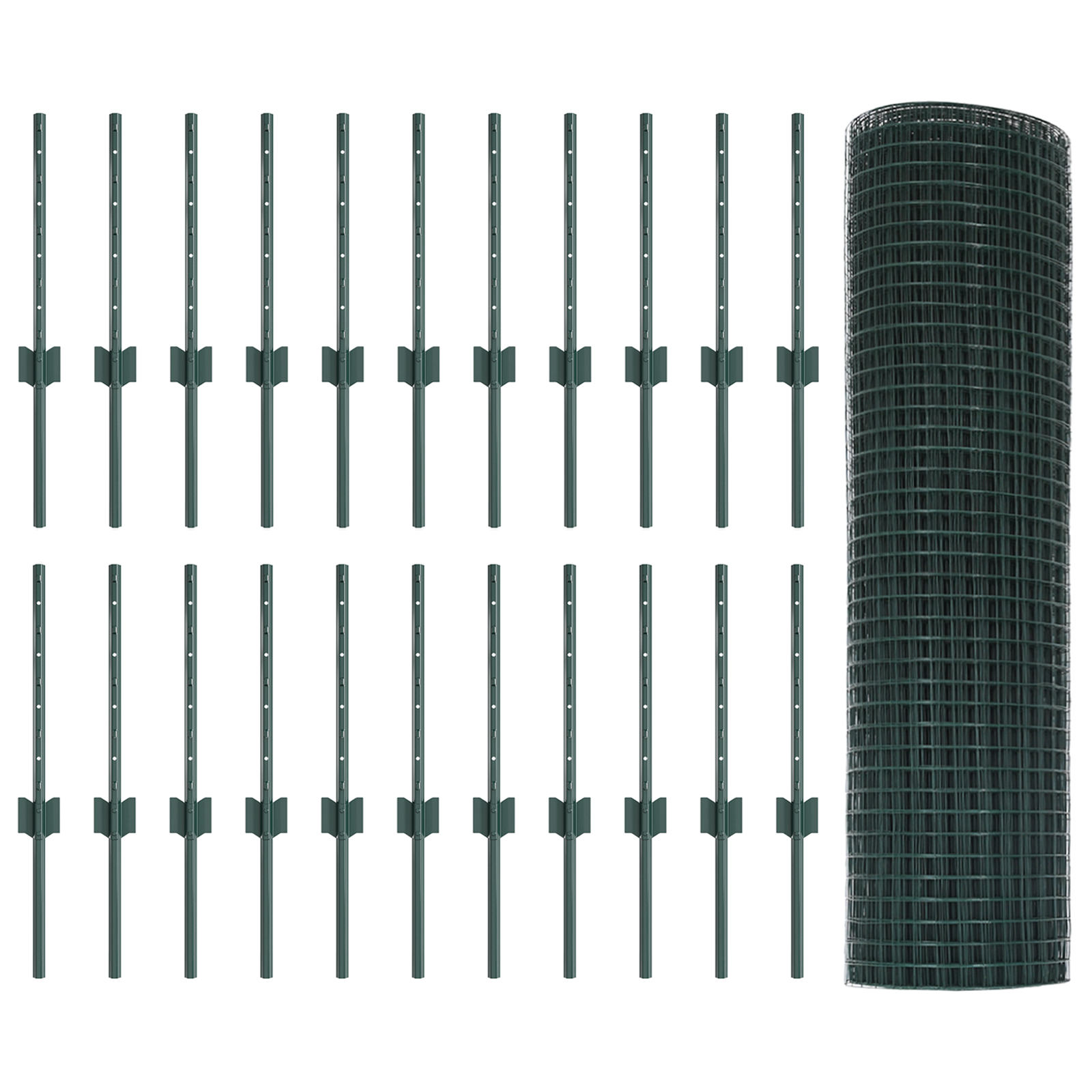 Welded Wire Fence with 22 U Posts Green 0.4x50 m Steel - Image 4