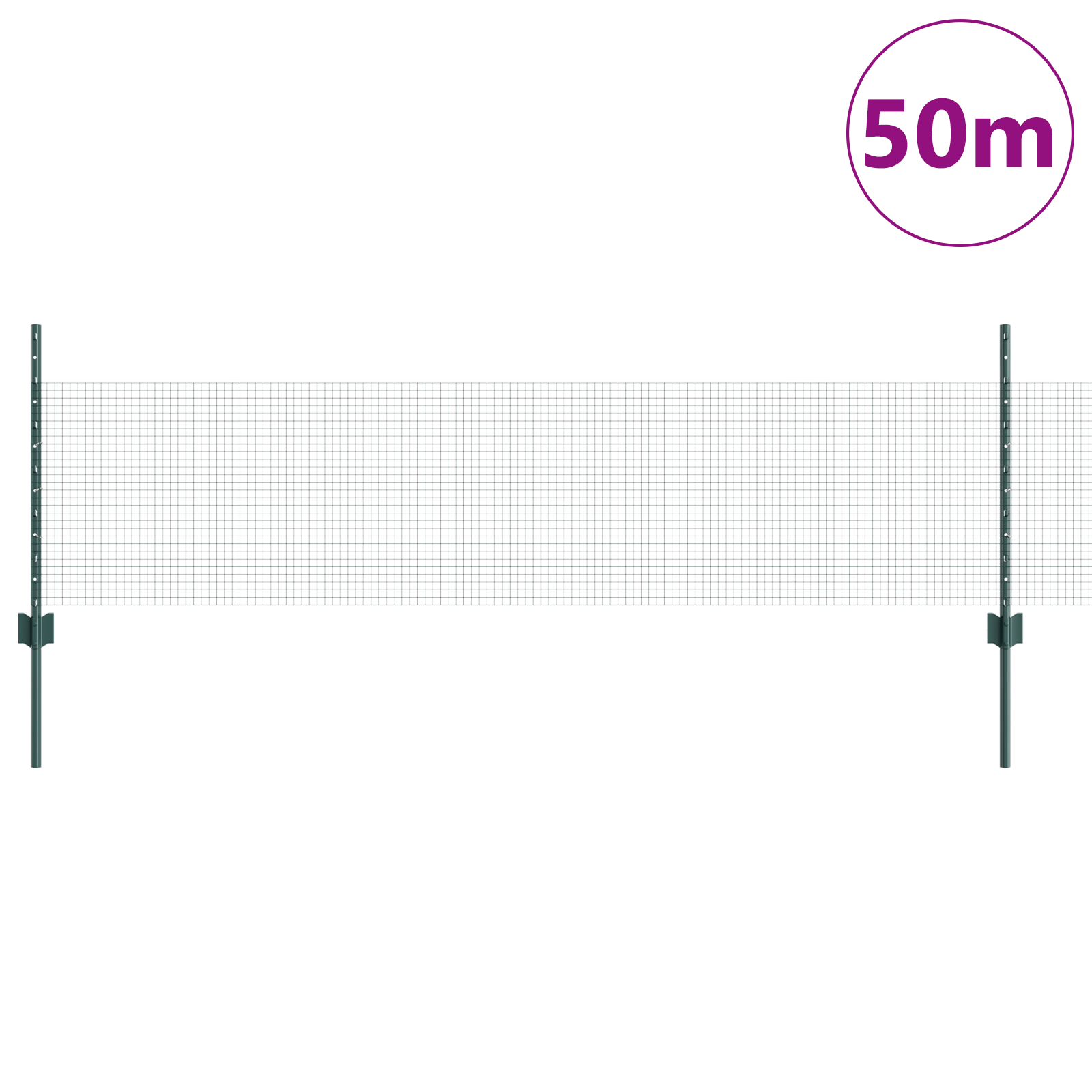 Welded Wire Fence with 22 U Posts Green 0.5x50 m Steel - Image 3