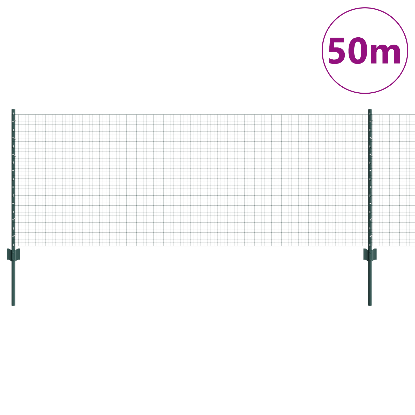 Welded Wire Fence with 22 U Posts Green 0.8x50 m Steel - Image 3