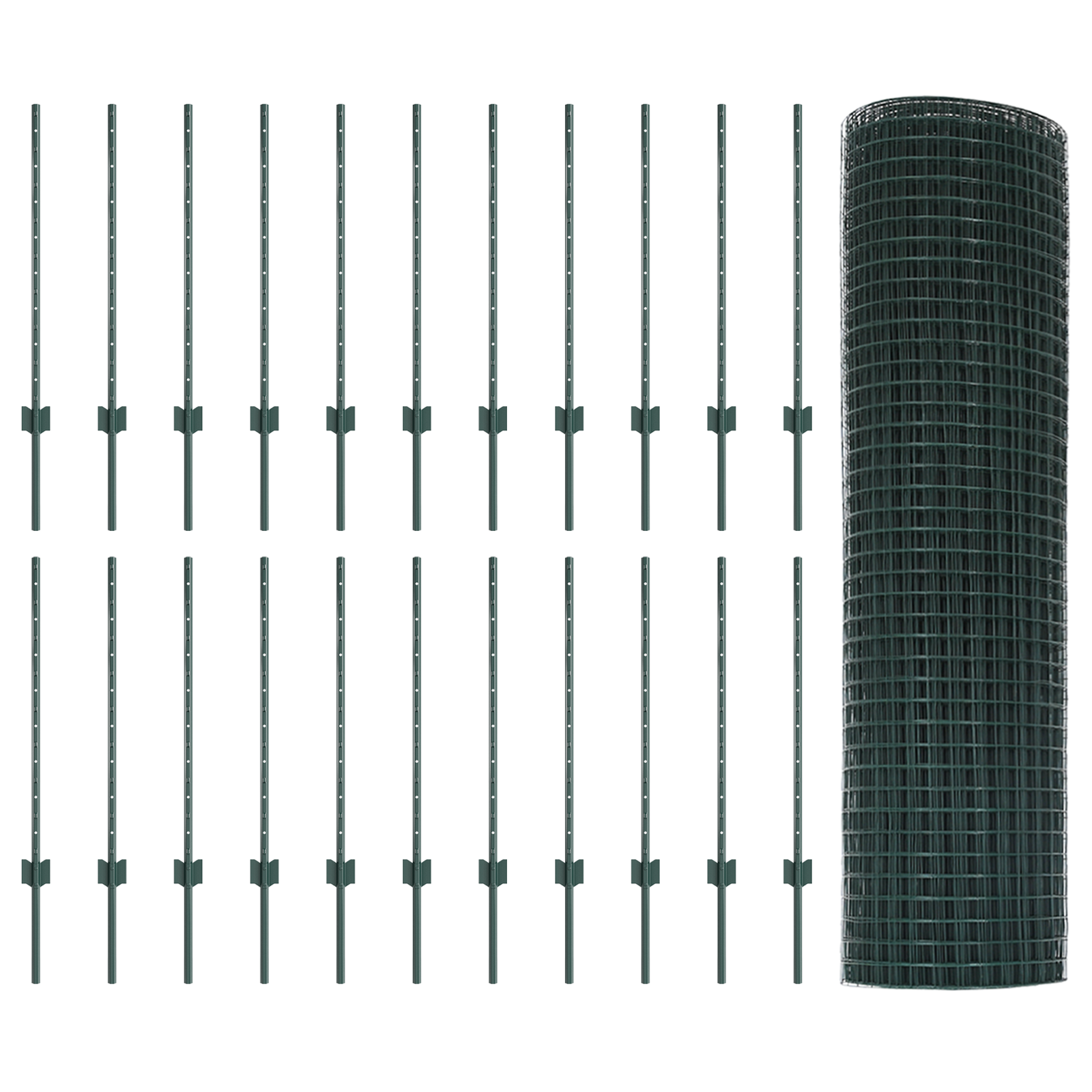 Welded Wire Fence with 22 U Posts Green 0.8x50 m Steel - Image 4