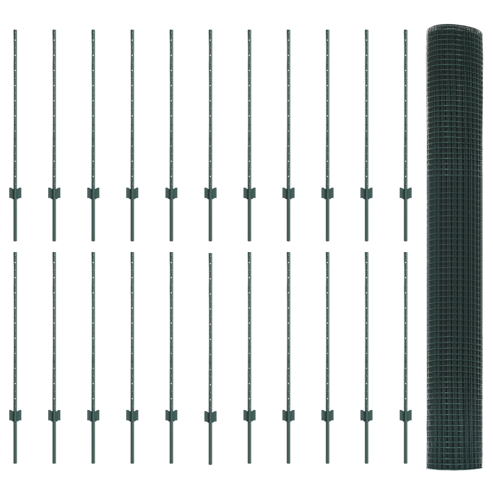 Welded Wire Fence with 22 U Posts Green 1x50 m Steel - Image 4